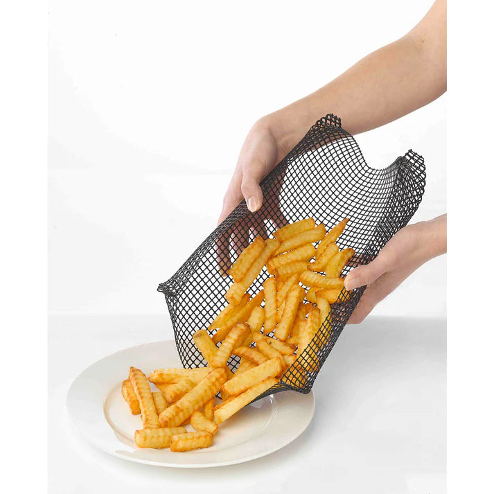 Quickachips Oven Mesh Tray - Large Black Baking Rack for Air Fryer, Toaster Oven & Microwave - Perfect for Roasting, Grilling & Reheating Food