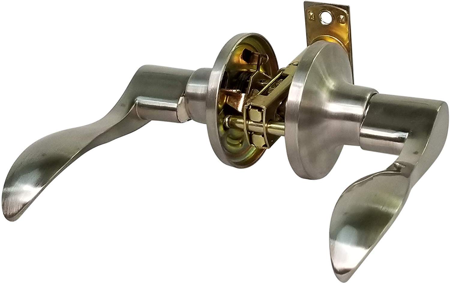 Wave Style Satin Stainless Steel Bedroom Closet Door Lever Handle Lock - Secure Privacy for Kids & Pets - Perfect for Bedrooms, Bathrooms, and Storage Rooms