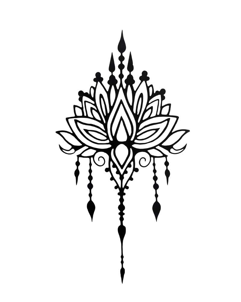 Comet Busters Black Henna Temporary Tattoo Stickers (BT011) - Natural Body Art for Parties, Festivals & Self Expression
