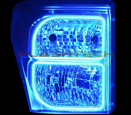 Flashtech LED RGB Multi-Color Halo Ring Headlight Kit with ColorFuse RF Remote - Compatible with Ford F-250 Super Duty 2011-2015 | Upgrade Your Truck Lighting for Off-Roading & Night Driving
