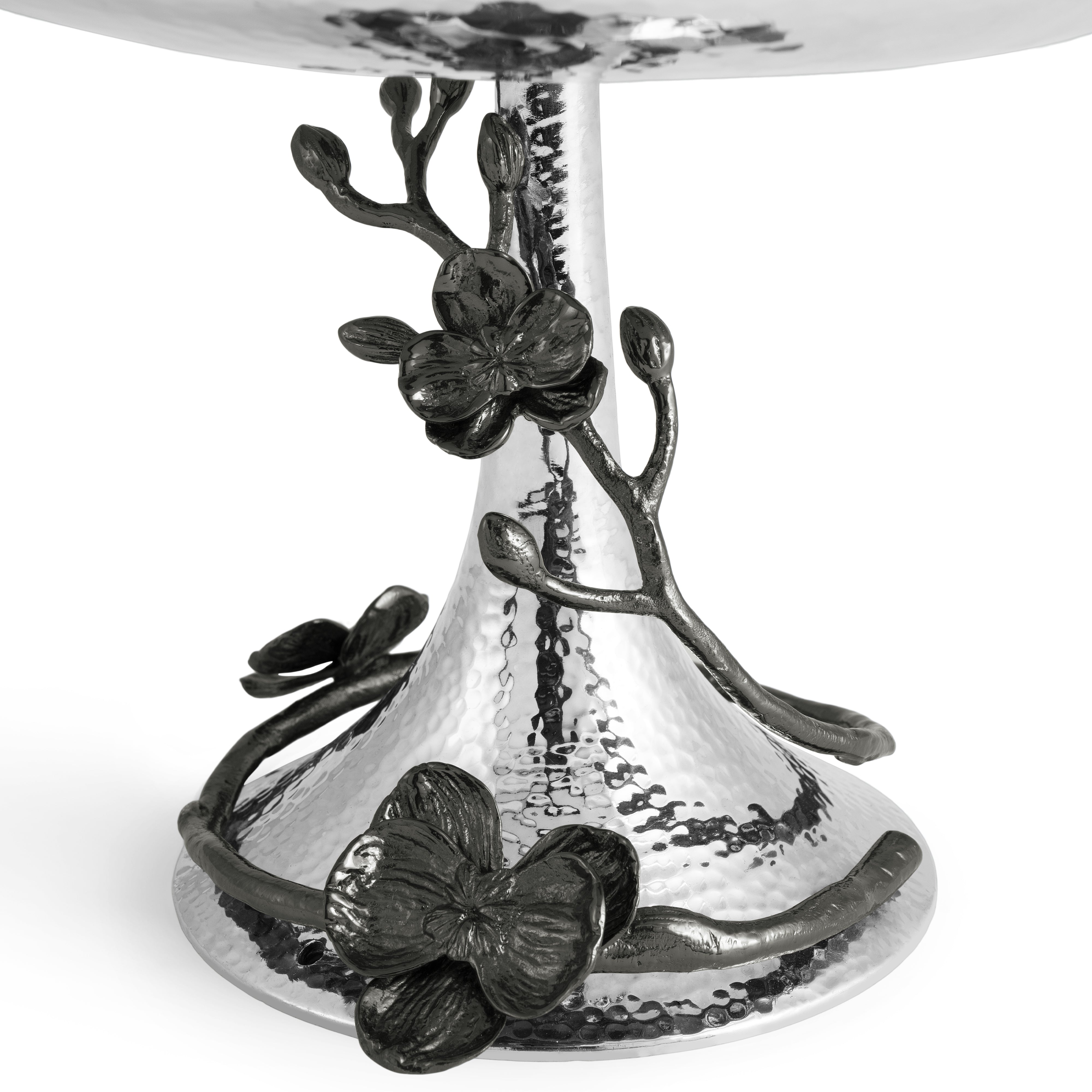 Black Orchid Footed Centerpiece Bowl - Elegant Home Decor for Dining Table, Wedding, and Party Decorations