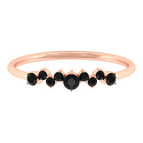1/4 CT Natural Black Spinel Ring for Women - 14K Solid Gold Minimalist Promise Ring - August Birthstone Jewelry - Perfect for Anniversaries, Engagements & Everyday Elegance