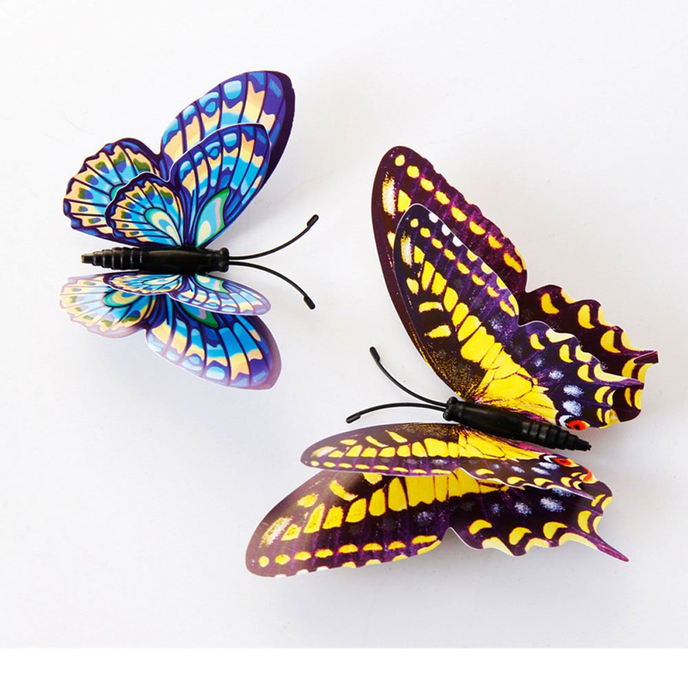 3D Luminous Butterfly Wall Stickers - 12PCS Removable Decor for Kids Room & Bedroom