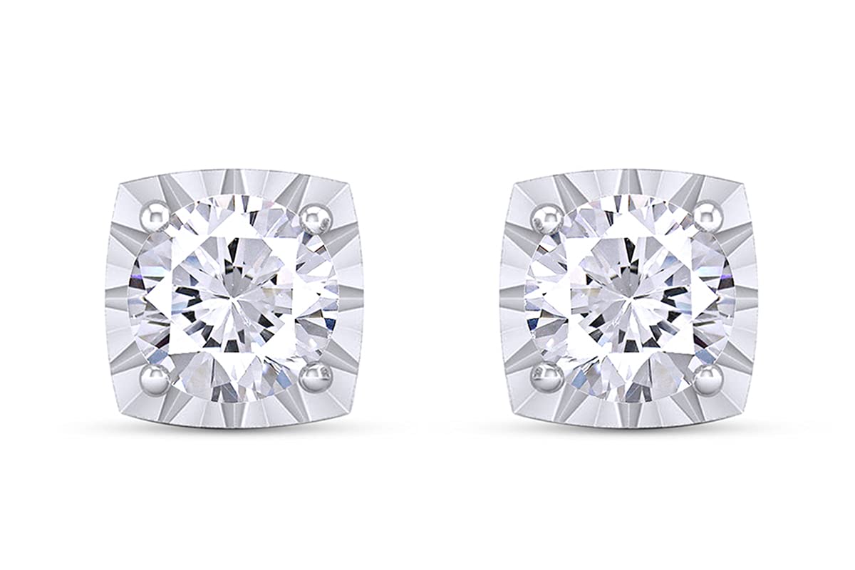 1/4 Carat Round Cut White Natural Diamond Halo Stud Earrings in 14k Gold Plated 925 Sterling Silver - I2-I3 Clarity, I-J Color, 0.25 CTTW - Elegant Jewelry Gift for Women, Perfect for Weddings, Anniversaries, and Special Occasions