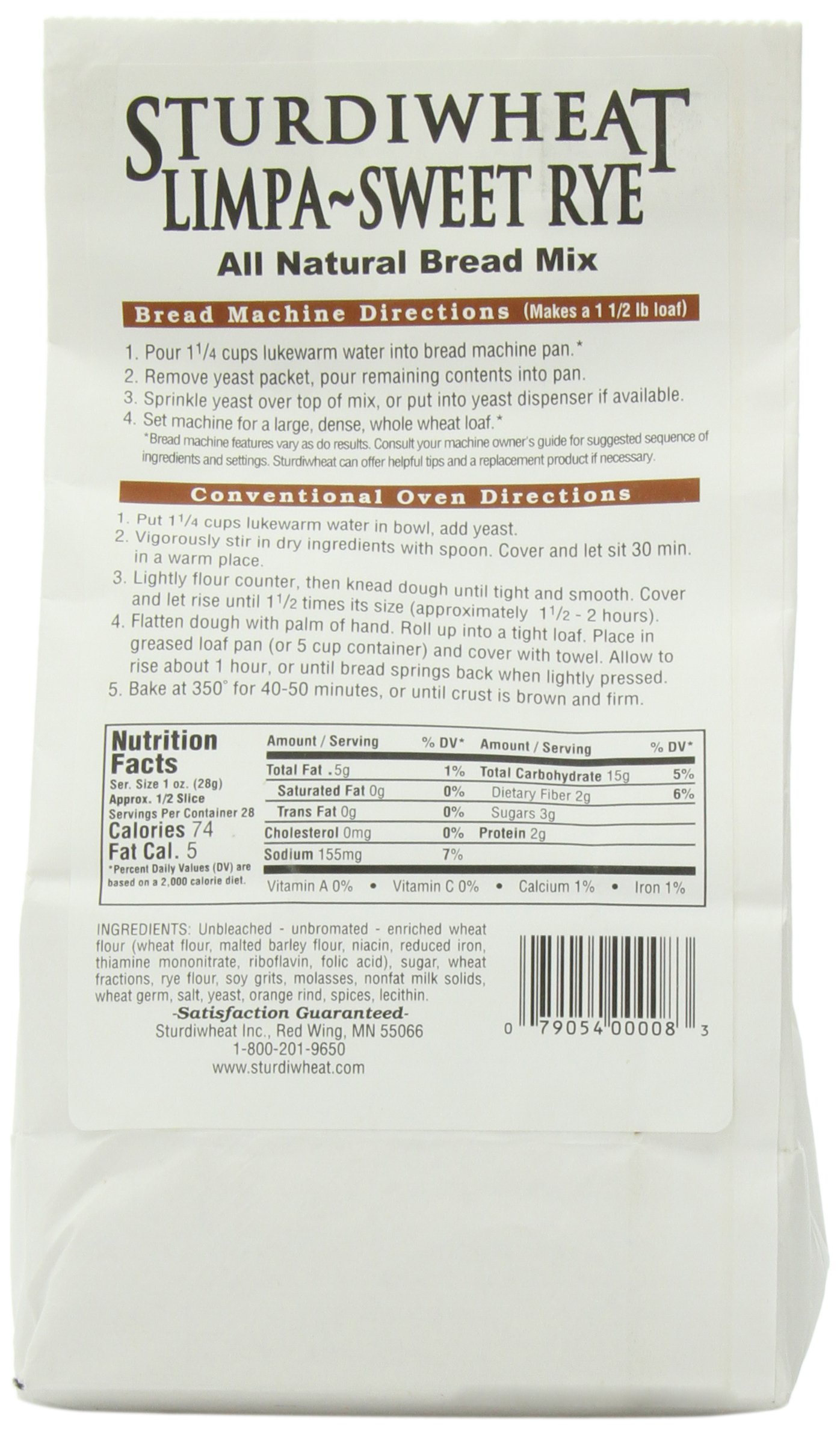 Sturdiwheat Bread Limpa Sweet Rye Loaf - 1.31 Pound (Pack of 4) | Authentic Swedish Rye Bread for Sandwiches, Toast & Holiday Meals