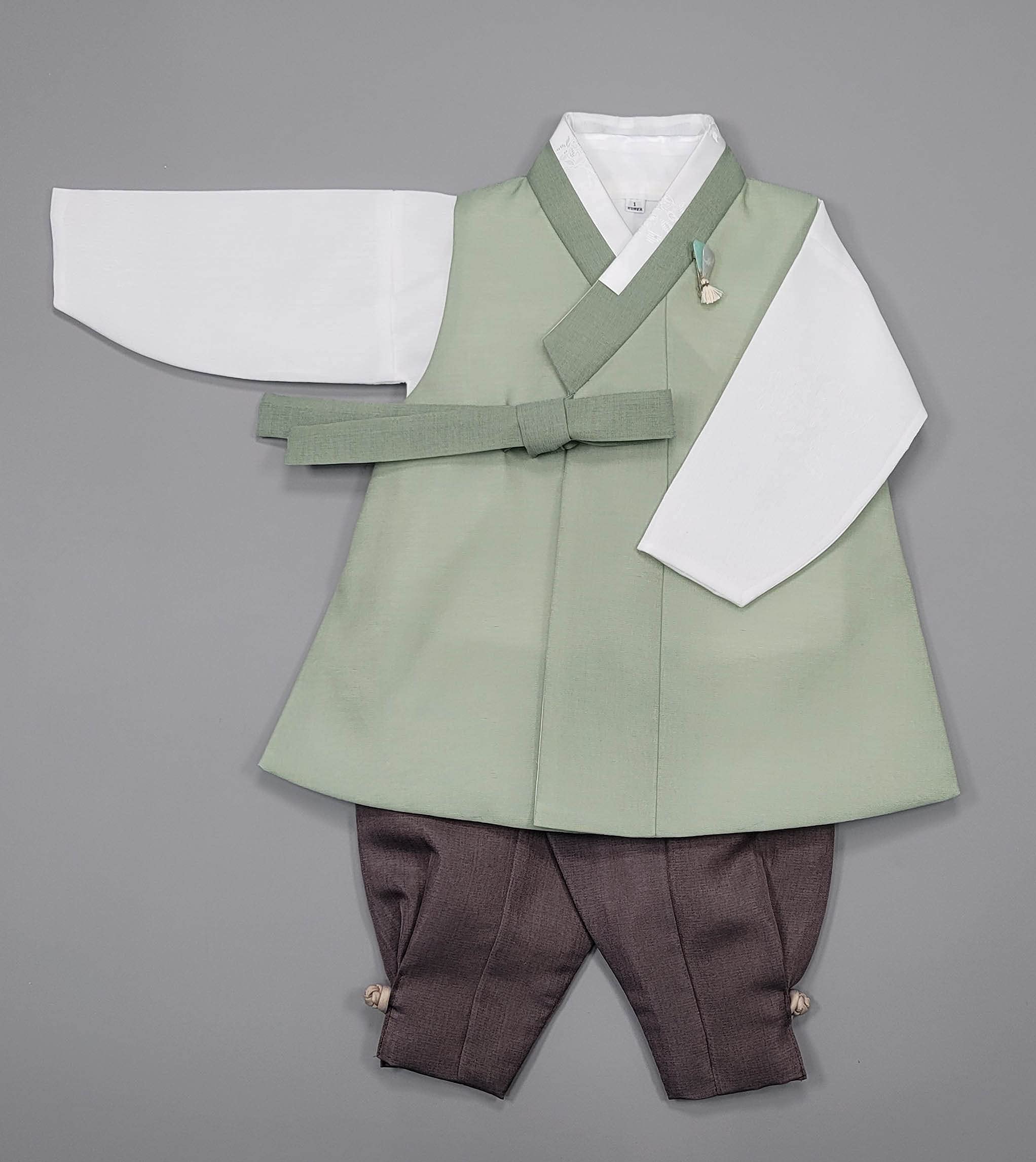 Korean Traditional Baby Boy Hanbok Set - Light Green Dol Party Outfit for 1st Birthday Celebrations | Perfect for Korean Doljanchi, Cultural Events & Photo Shoots