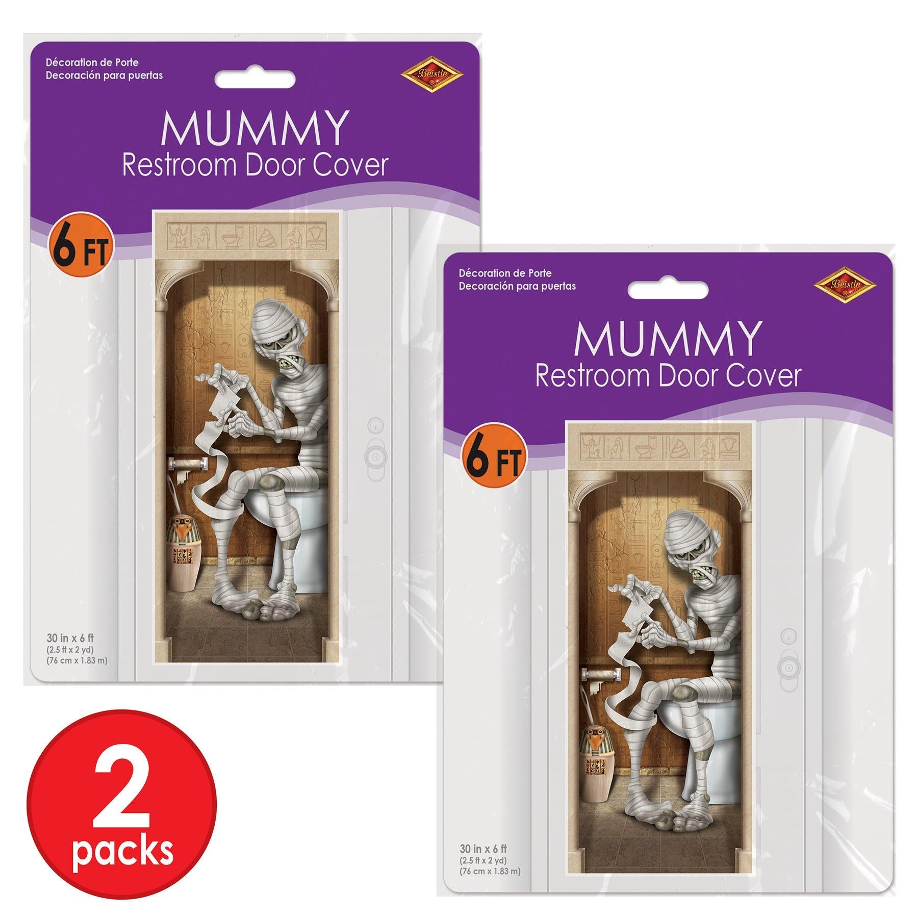 12 Pack Beistle Halloween Mummy Restroom Door Cover - Spooky Bathroom Decor for Halloween Party, Haunted House & Trick or Treat Decorations