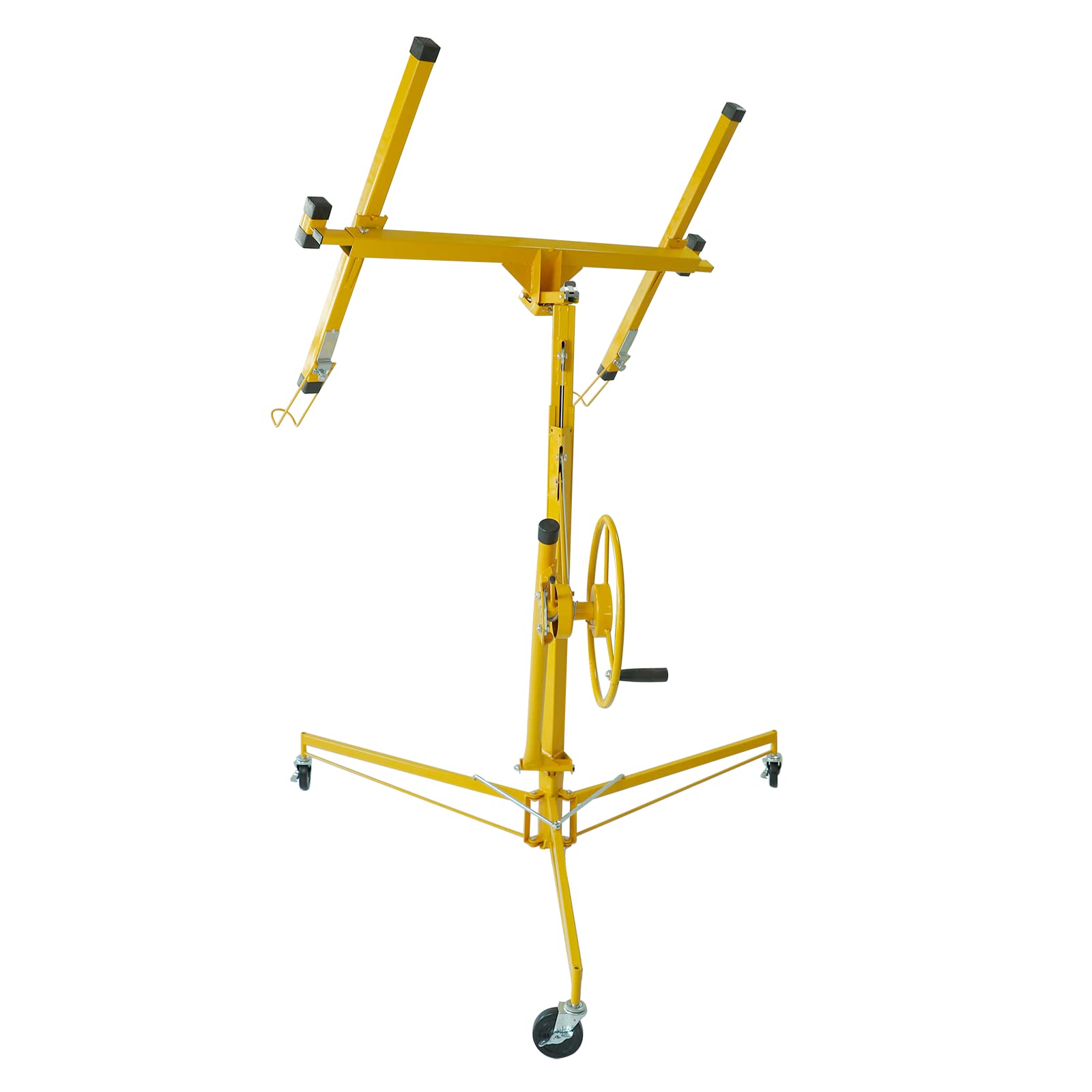 SUPERFASTRACING 11' Drywall Panel Hoist - Adjustable Telescopic Sheetrock Lift with Lockable Caster Wheels - Heavy Duty Construction Tool (150 lbs Capacity, Yellow) - Perfect for Ceiling Installation, Drywall Hanging, and DIY Home Renovation Projects