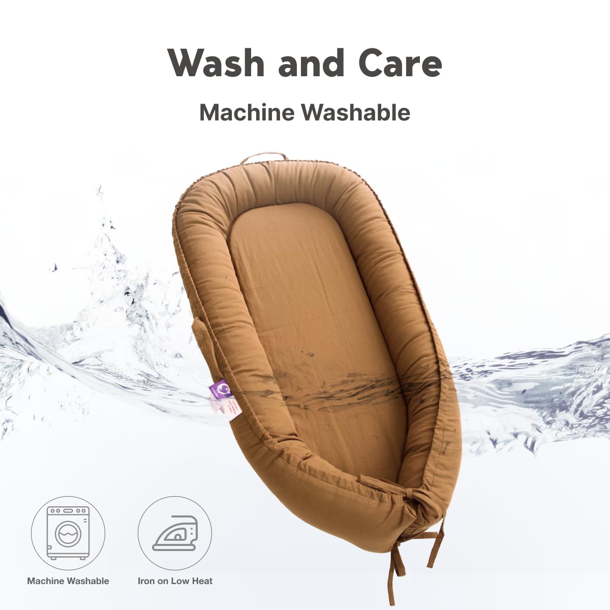 **Soft & Breathable Infant Lounger - 100% Cotton Baby Nest Cover for Newborns 0-12 Months | Portable Travel Bed for Boys & Girls | Perfect for Nursery, Travel & Co-Sleeping (Brown, Cotton)**