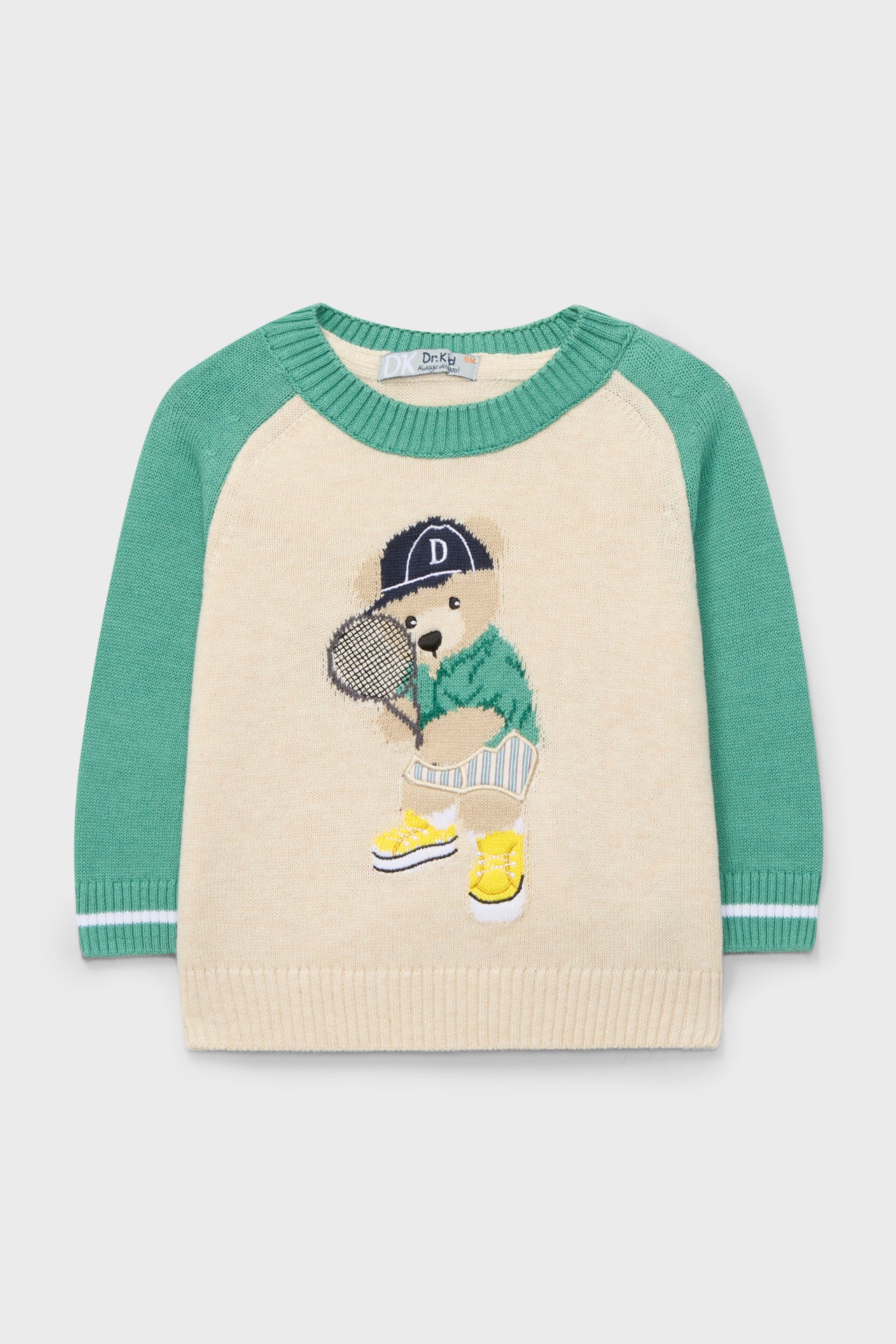 Green Tennis Bear Knit Jumper - Cute Animal Sweater for Women & Girls | Perfect for Casual Wear, Winter Fashion & Christmas Gifts
