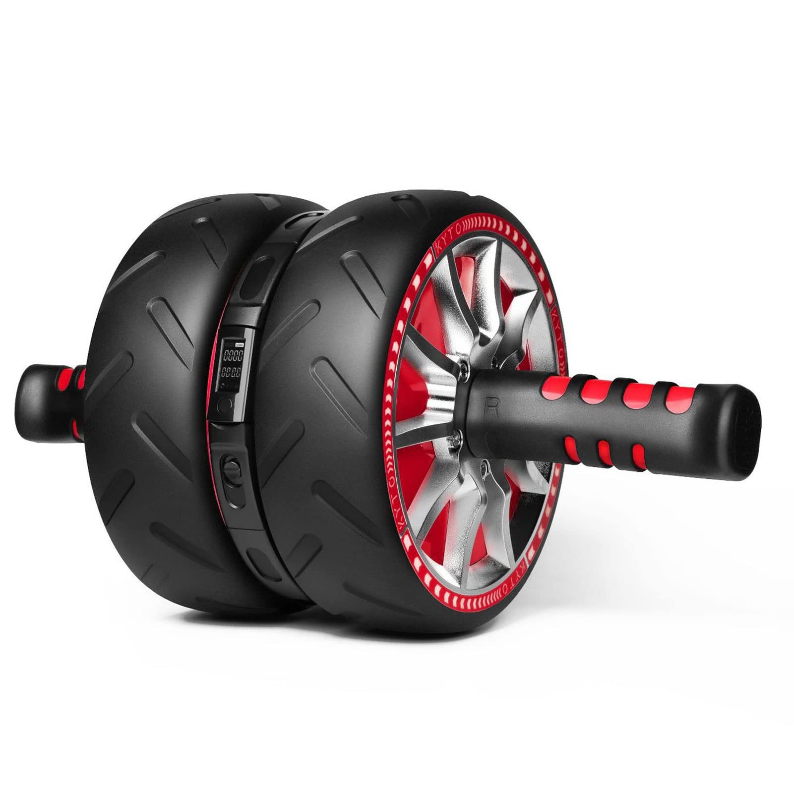 YUNZHONG Electronic Ab Roller Wheel with Counter - Core Strength Training Equipment for Abs & Home Gym Workouts - Perfect for Fitness Enthusiasts & Beginners (Red) - Use for Home Exercise, Office Breaks & Full-Body Toning
