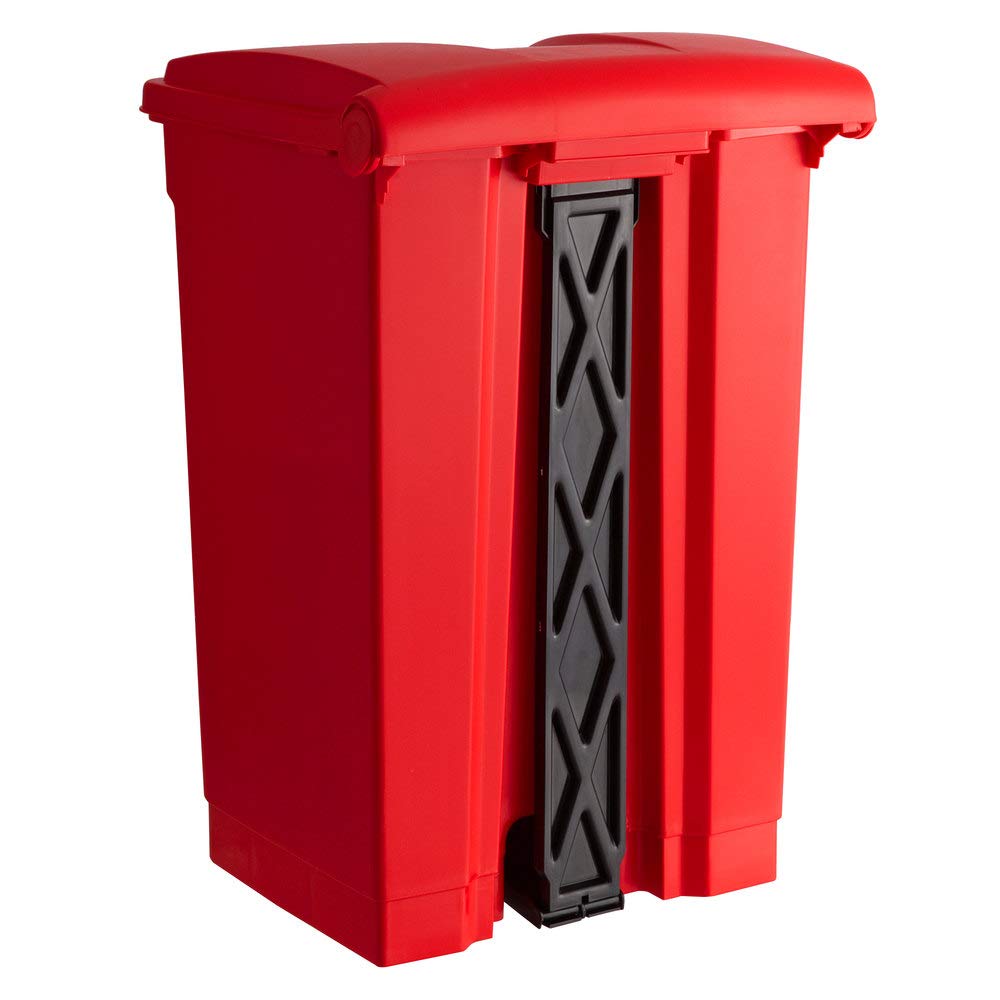 PRO&Family 12 Gallon (45L) Hands-Free Foot Pedal Trash Can - Red Rectangular Kitchen Garbage Bin with Lid for Waste, Recycling & Compost | Ideal for Home, Office & Restaurant Use