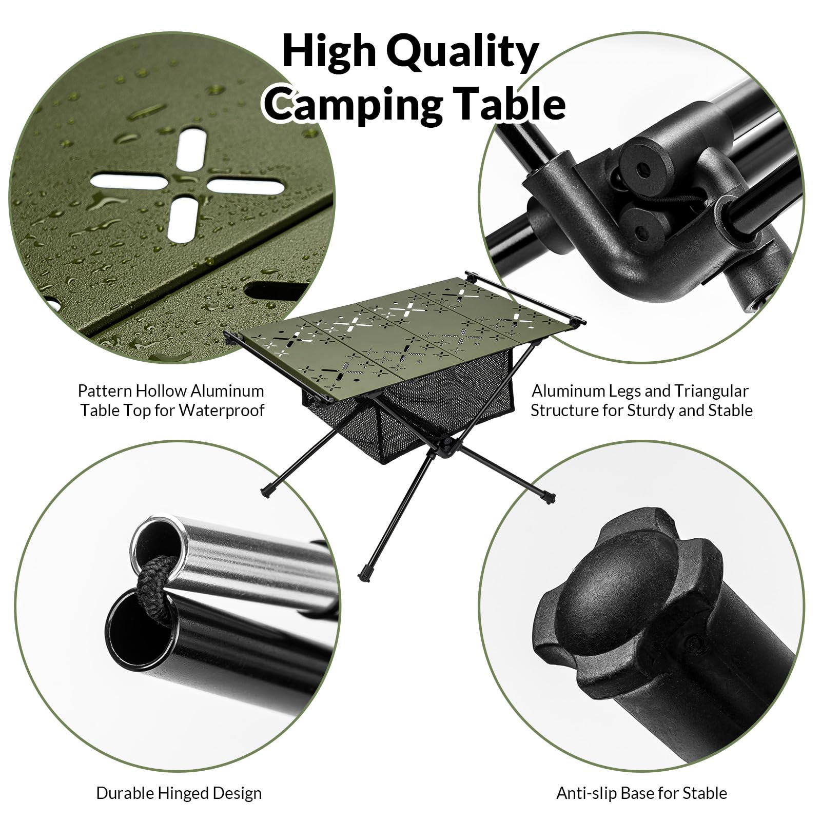 **Ultralight Aluminum Folding Camping Table - Portable Outdoor Picnic Table with Carry Bag for Beach, Boat, Travel & BBQ - Compact & Durable for Camping, Hiking, Backpacking**    *(Use Cases: Perfect for outdoor cooking, picnics, beach trips, camping adventures, RV travel, tailgating, and backyard gatherings.)*