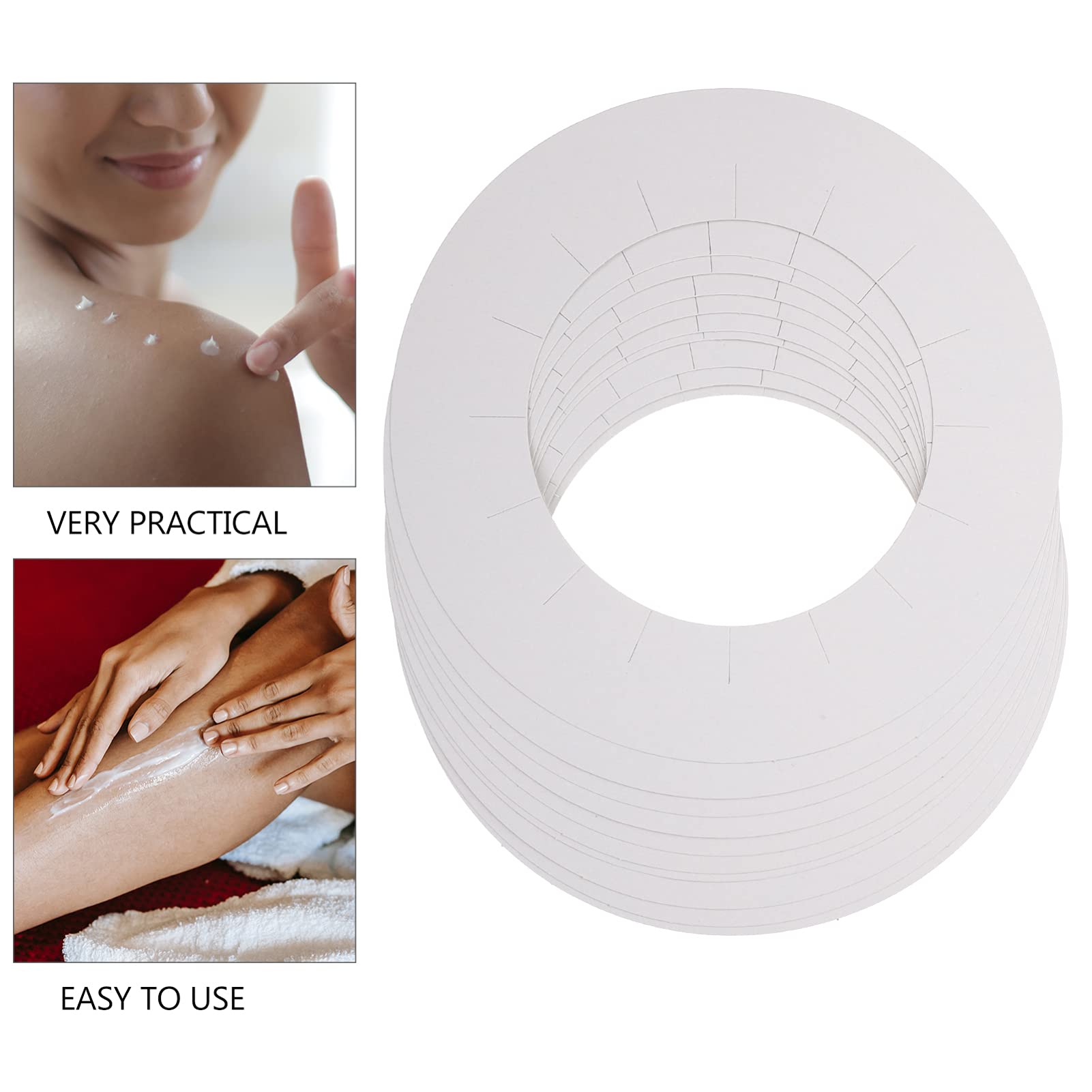 30pcs Waxing Machine Mats & Collars - Hair Removal Kit with Wax Cloth Strips & Warmer Ring - White Paper Lining for Salon & Home Waxing Protection