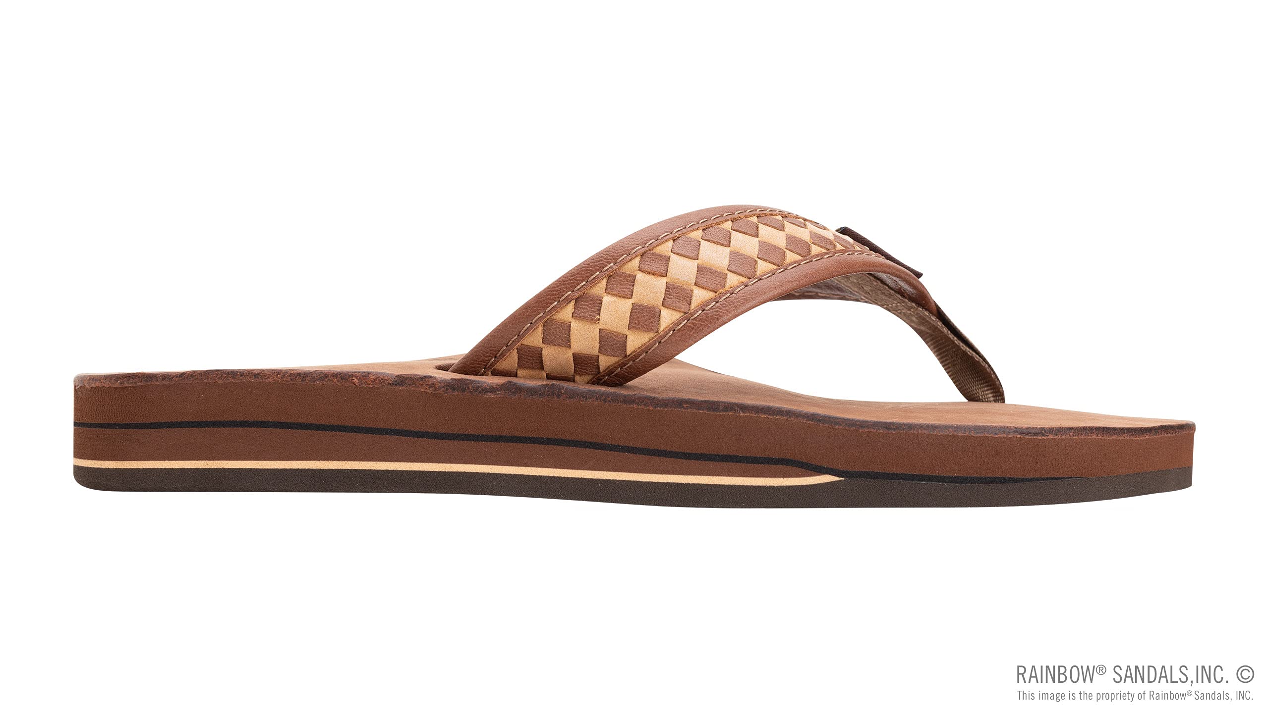Men's Rainbow Sandals The Bentley - Premium Double Layer Arch Support Leather Sandals with Hand-Woven Straps | Comfortable Outdoor Walking & Beach Vacation Footwear