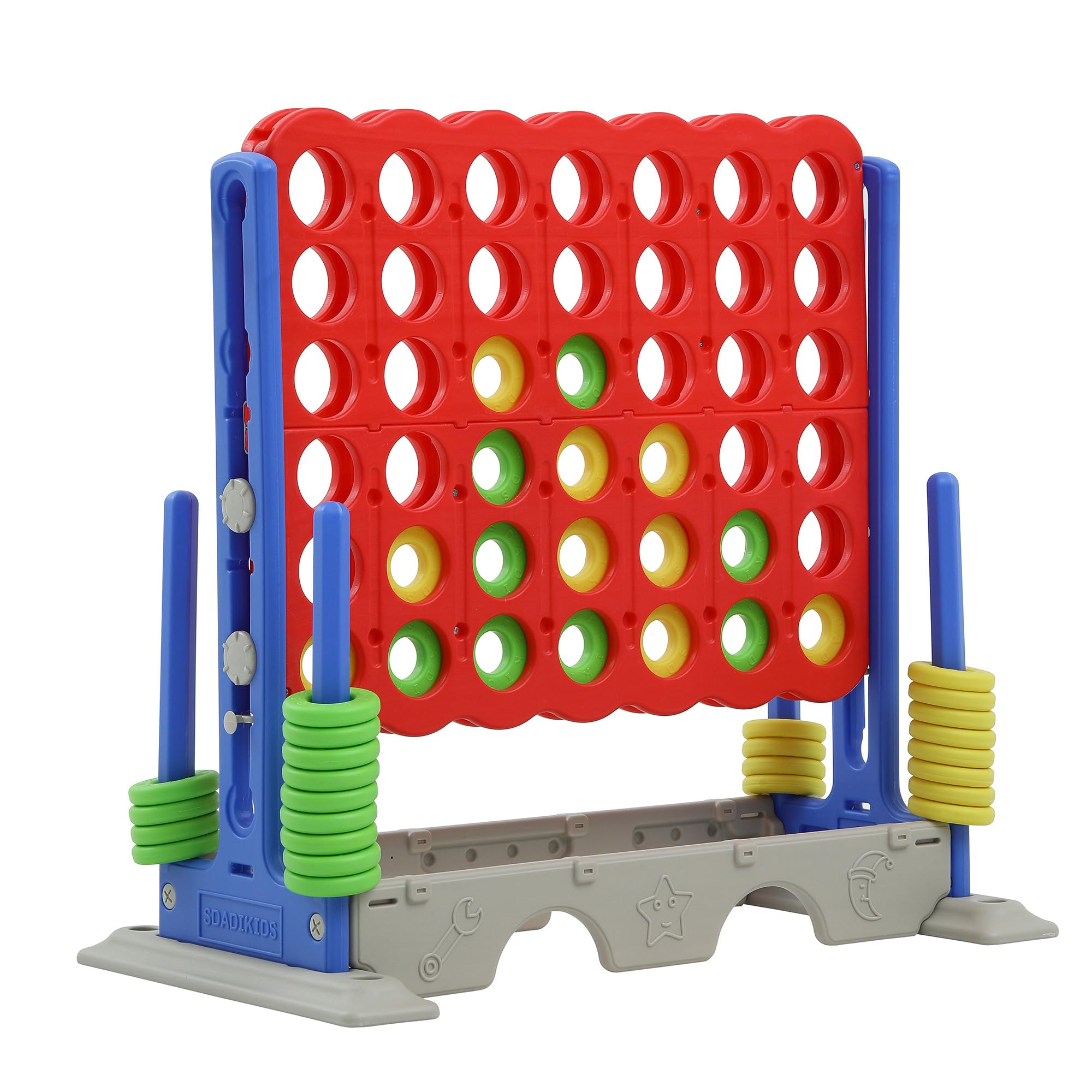 Giant 4 Connect Height Adjustable Jumbo Yard Game - 33 Inch Four in a Row Outdoor Large Games with Stable Base - Fun Backyard Games for Adults, Kids & Family - Perfect for Parties, Picnics & Outdoor Gatherings