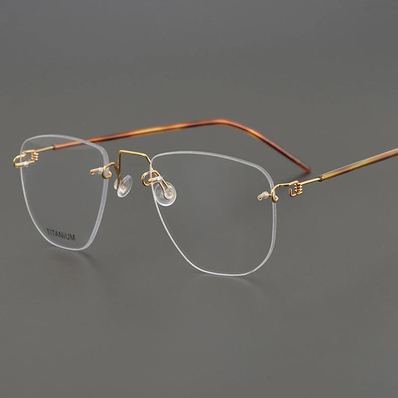 Stylish Black Titanium Rimless Square Eyeglasses for Women - Lightweight, Screwless Design - Perfect for Work, Reading & Everyday Fashion