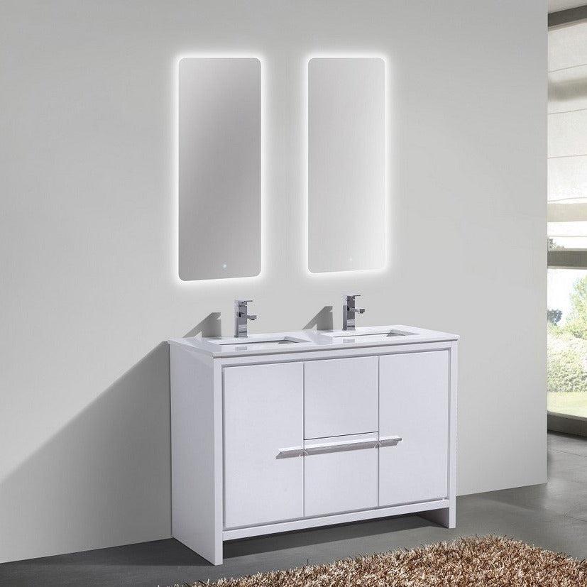 KubeBath Dolce 48 Inch Freestanding Double Sink Modern Bathroom Vanity with White Quartz Countertop & Cabinet Color Options - Perfect for Master Bathroom Remodeling and Guest Bathroom Upgrade