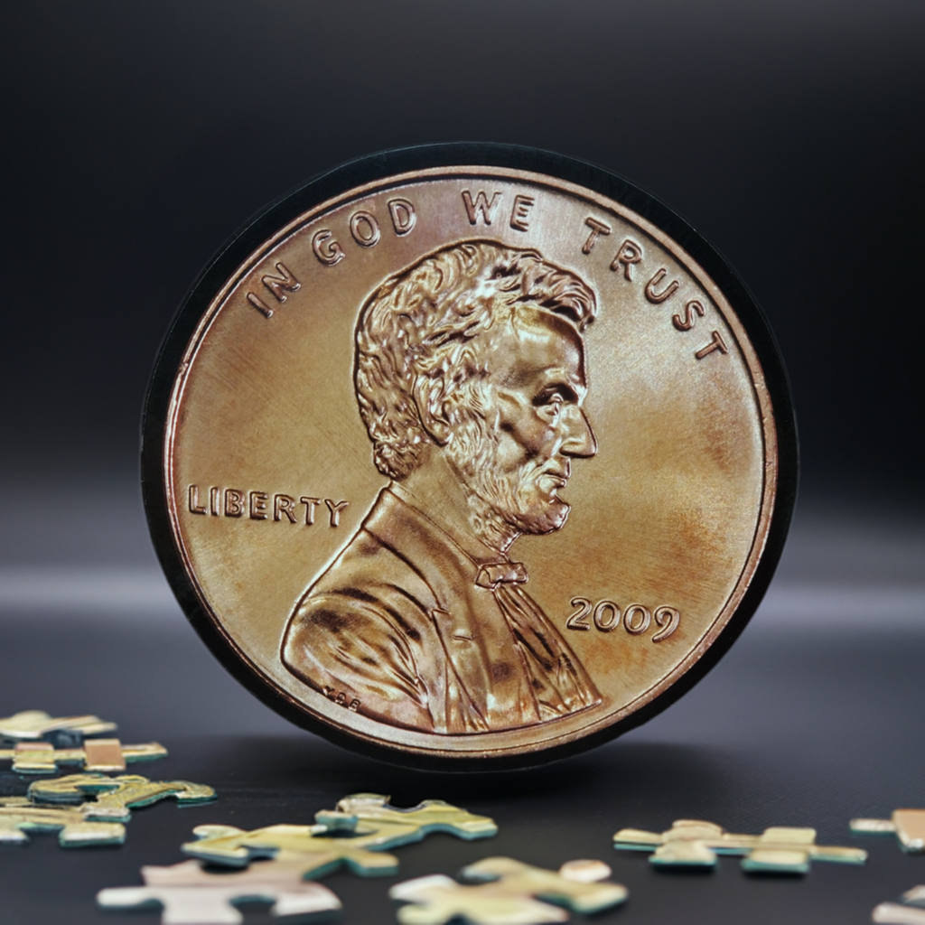 Abraham Lincoln's Round Penny Puzzle - Vintage Coin Brain Teaser for Collectors & History Buffs - Perfect for Gifts, Educational Toys & Home Decor
