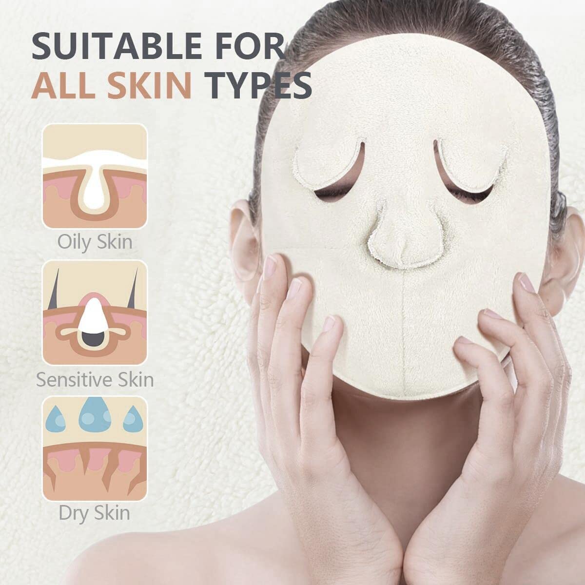 FALONG Reusable Moisturizing & Hydrating Face Towel Mask for Women - Cooling & Steaming Beauty Skin Care, Perfect for Spa, Travel & Daily Skincare Routine