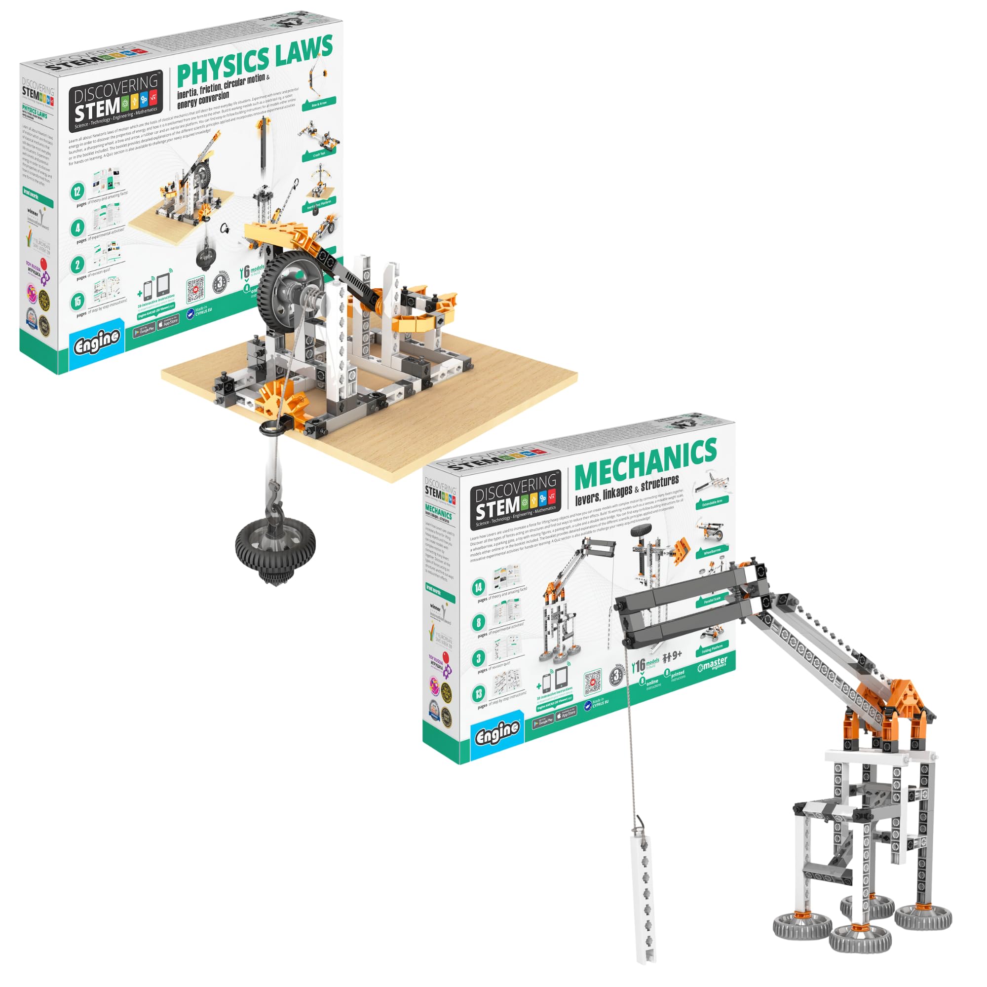 Engino STEM Building Toys for Kids 9+ | Learn Physics Laws, Levers & Linkages | Science Construction Kit with Inertia & Friction Experiments | Educational Gift for Boys & Girls | Perfect for Classroom STEM Activities & Home Learning Projects