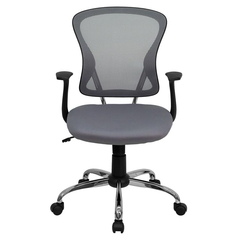FLASH Alfred Mid Back Black Mesh Swivel Task Office Chair with Chrome Base and Arms - Ergonomic Desk Chair for Home Office, Computer Work & Gaming