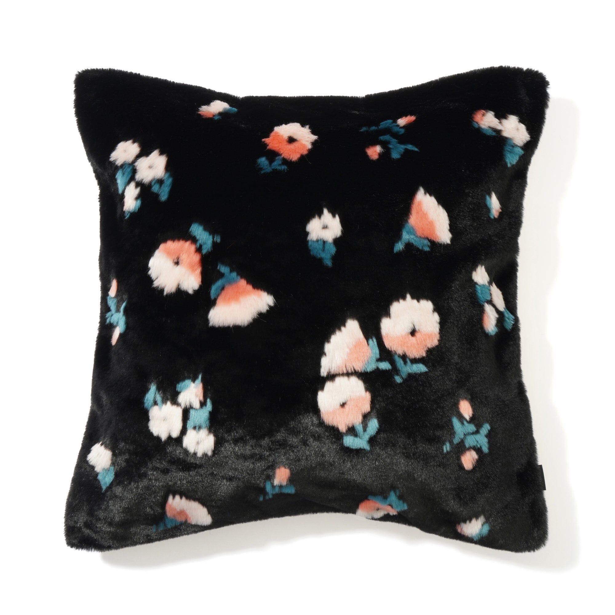 Premium Faux Fur Cushion Cover 18x18 Inches Black and Pink - Soft & Cozy Home Decor for Sofa, Bed, or Office Chair