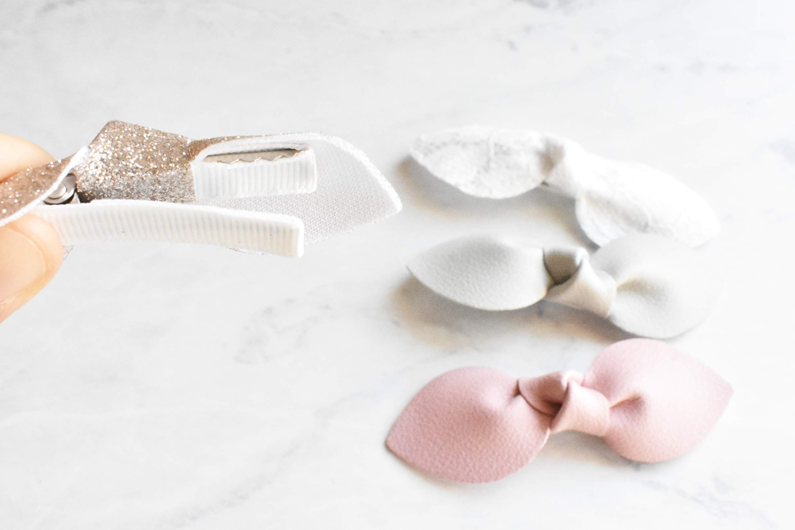 Non-Slip Alligator Hair Clips for Baby Girls - 4 Pack Faux Leather Rabbit Ear Bow Hair Accessories for Toddlers & Infants (Cactus Design) - Perfect for Daily Wear, Parties, and Photo Shoots