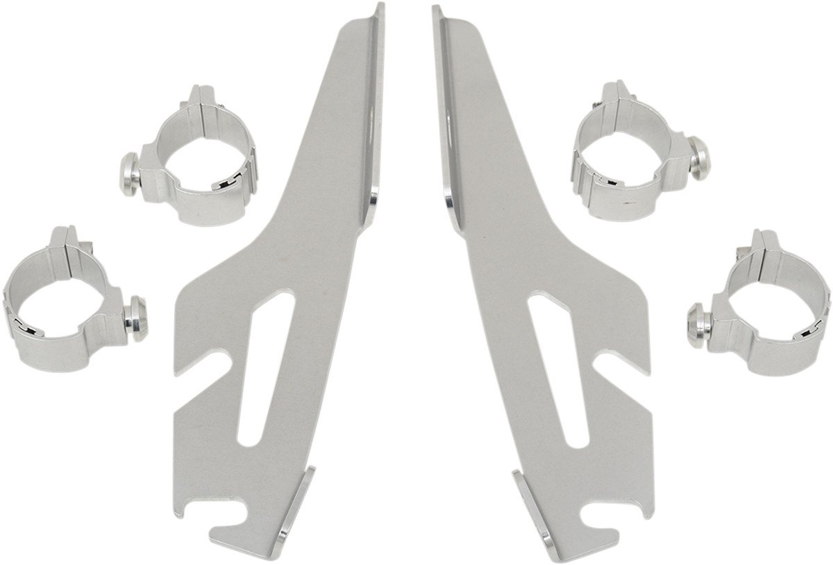 Memphis Shades Fats Slims Batwing Fairing Polished Trigger Lock Mount Kit with Light Bar MEM8971 - Universal Fit for Harley Davidson Motorcycles, Easy Installation for Enhanced Wind Protection and Style