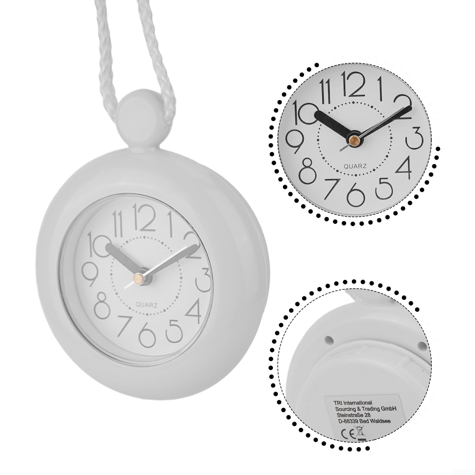 Waterproof Multipurpose Bathroom Clock - Hangable Design for Kitchen, Bedroom & Living Room - Perfect for Shower, Gym Locker & Outdoor Use
