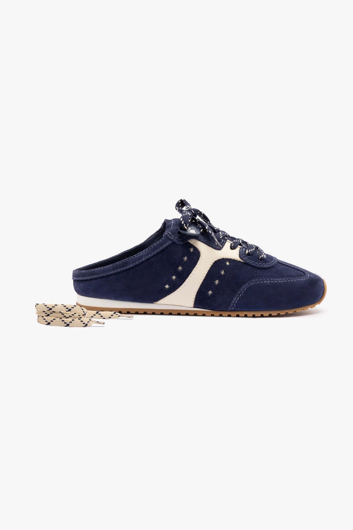 Stella Navy Suede & Ivory Leather Sneaker Mules - Comfortable Slip-On Shoes for Women, Perfect for Casual Wear, Running Errands & Travel