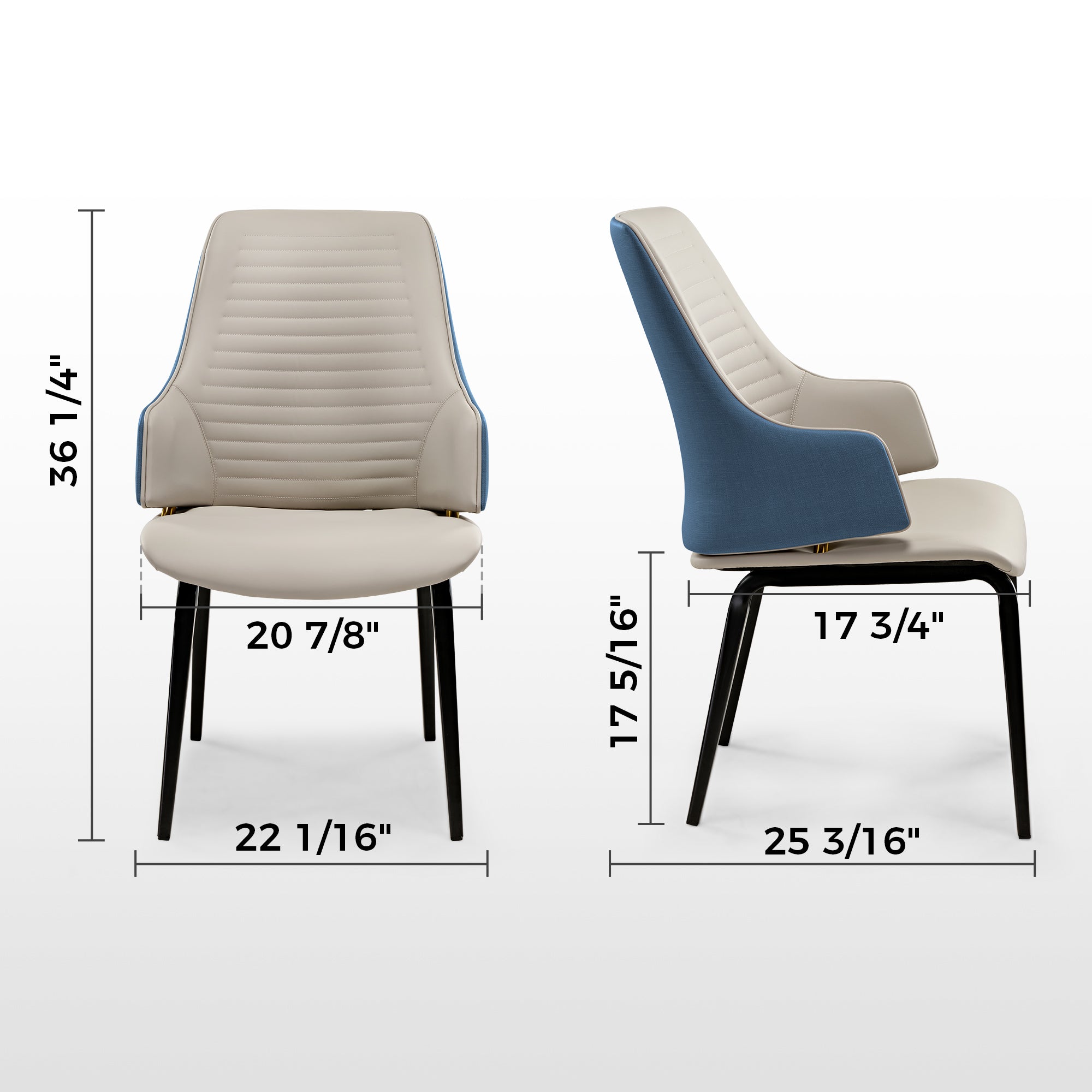 Juliet Dining Arm Chairs Set of 2 - Brown & Blue Upholstered Side Chairs for Kitchen, Dining Room, or Breakfast Nook - Comfortable Modern Accent Chairs