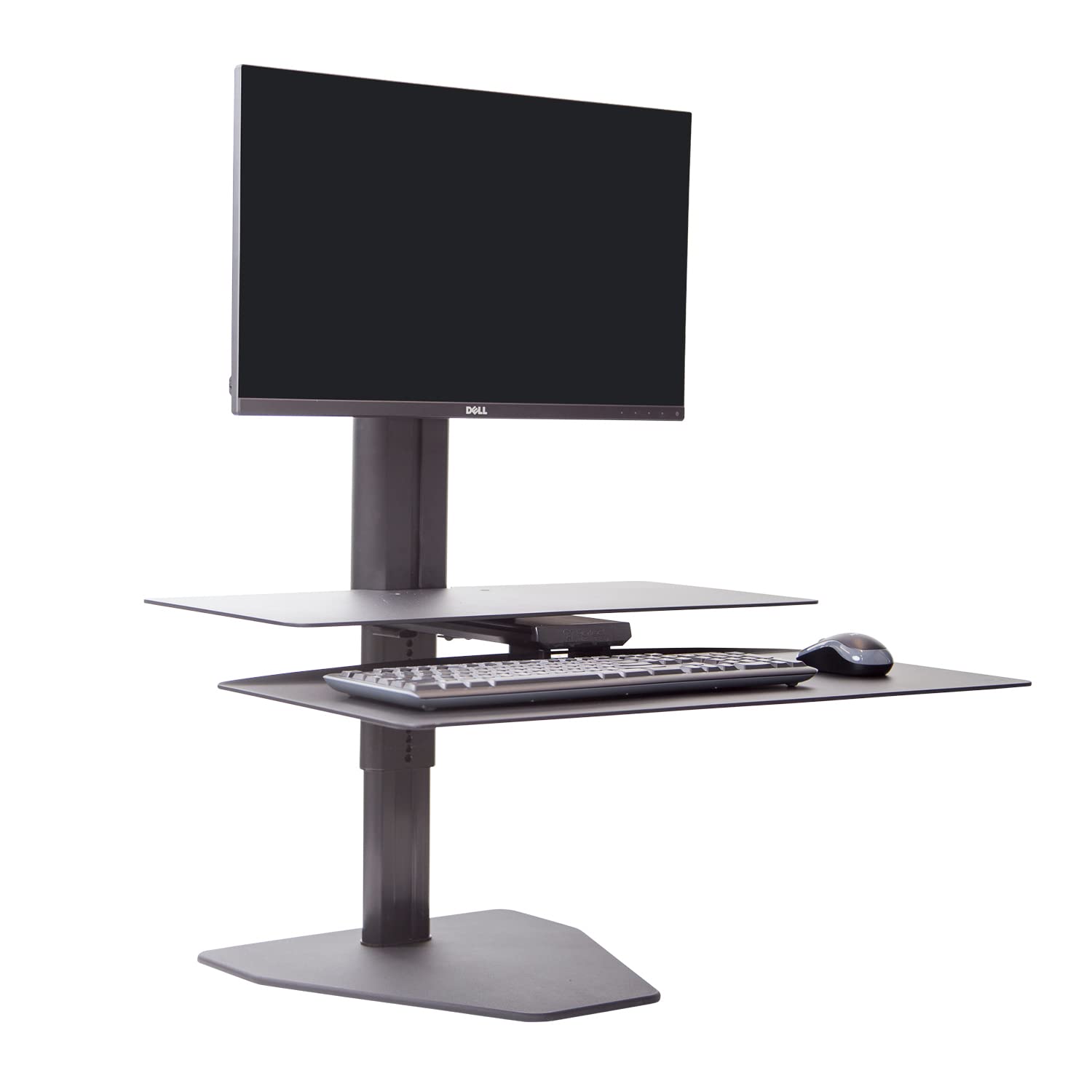 Sit2Stand Plus Adjustable Height Standing Desk Converter for Single Monitor - Black/Black (Large Size) - Perfect for Home Office, Workstation & Ergonomic Workspace Setup
