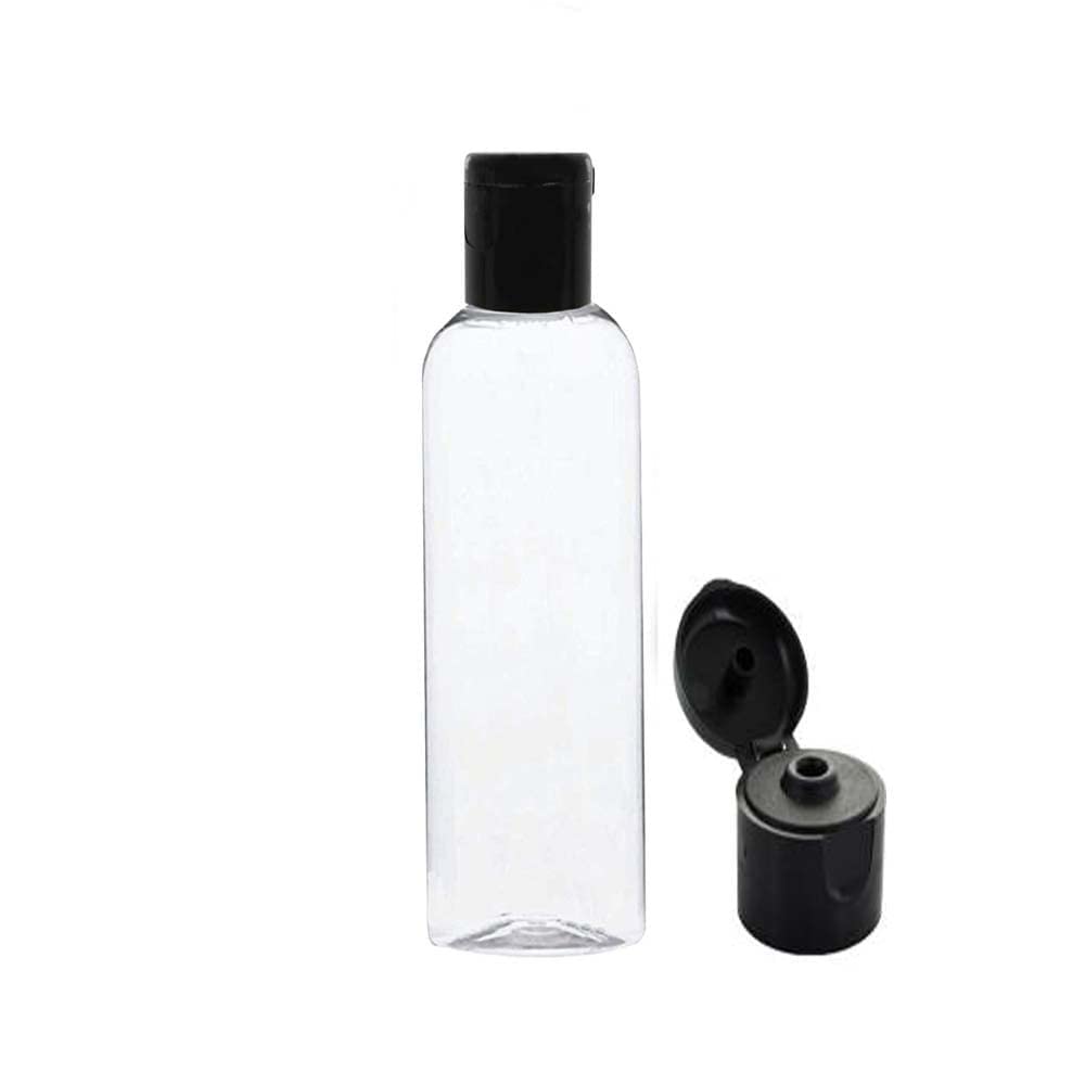 100ml Empty Clear Plastic Refillable Travel Bottles - Leak Proof Squeeze Cosmetic Containers with Flip Top Black Cap for Toiletries, Shampoo, Lotion (Pack of 5) | Perfect for Travel, Gym, Camping & Home Use