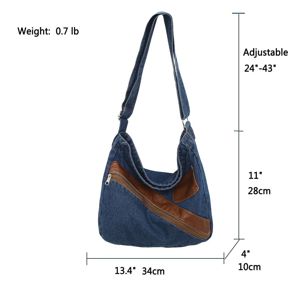 Stylish Unisex Denim Tote Bag with Zipper - Crossbody & Shoulder Handbag for Women & Men | Perfect for Work, Travel & Casual Outings