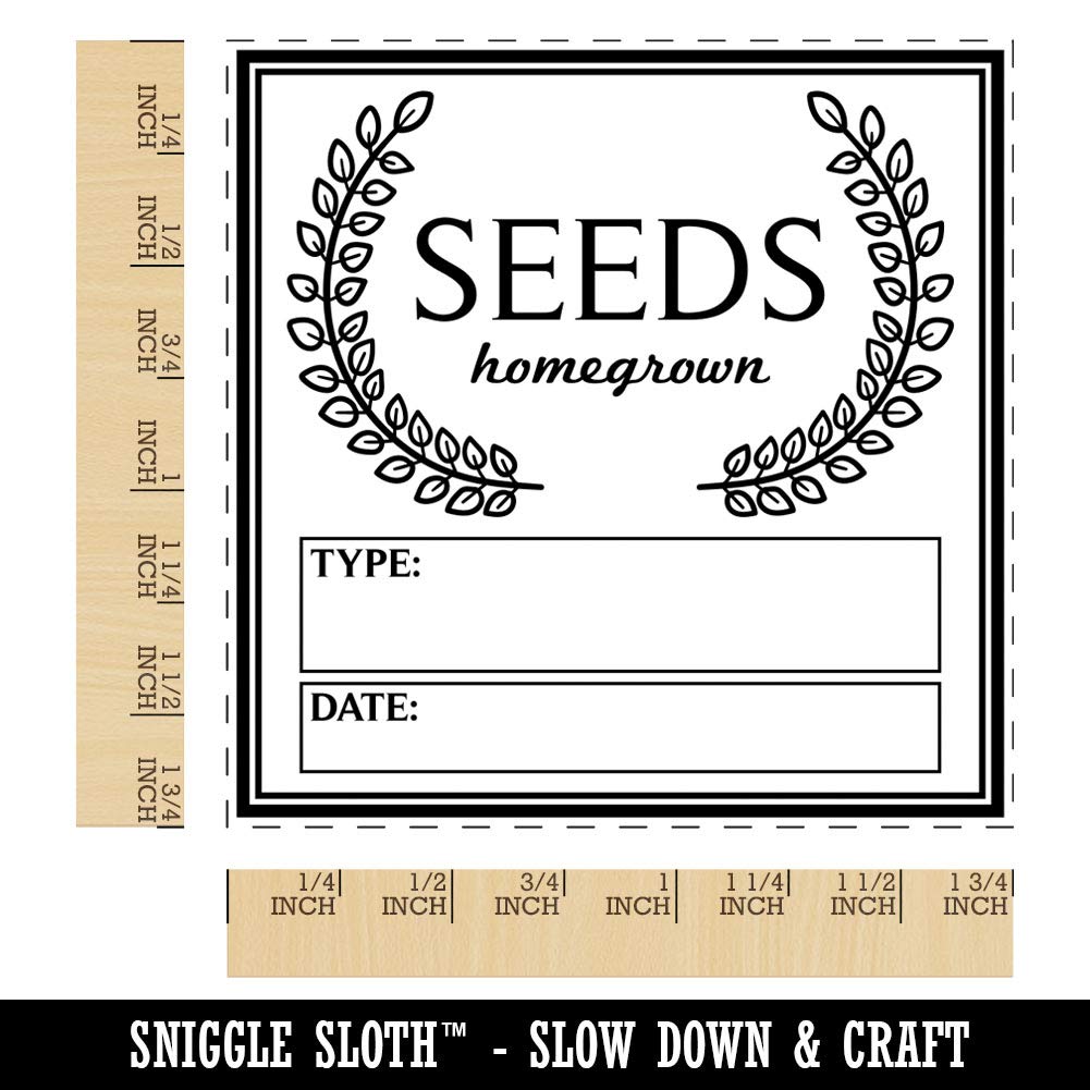 Organic Gardening Seed Stamp - 1.75in Medium Square Rubber Stamp for DIY Planting, Crafting & Labeling | Perfect for Seed Packets, Garden Markers & Scrapbooking