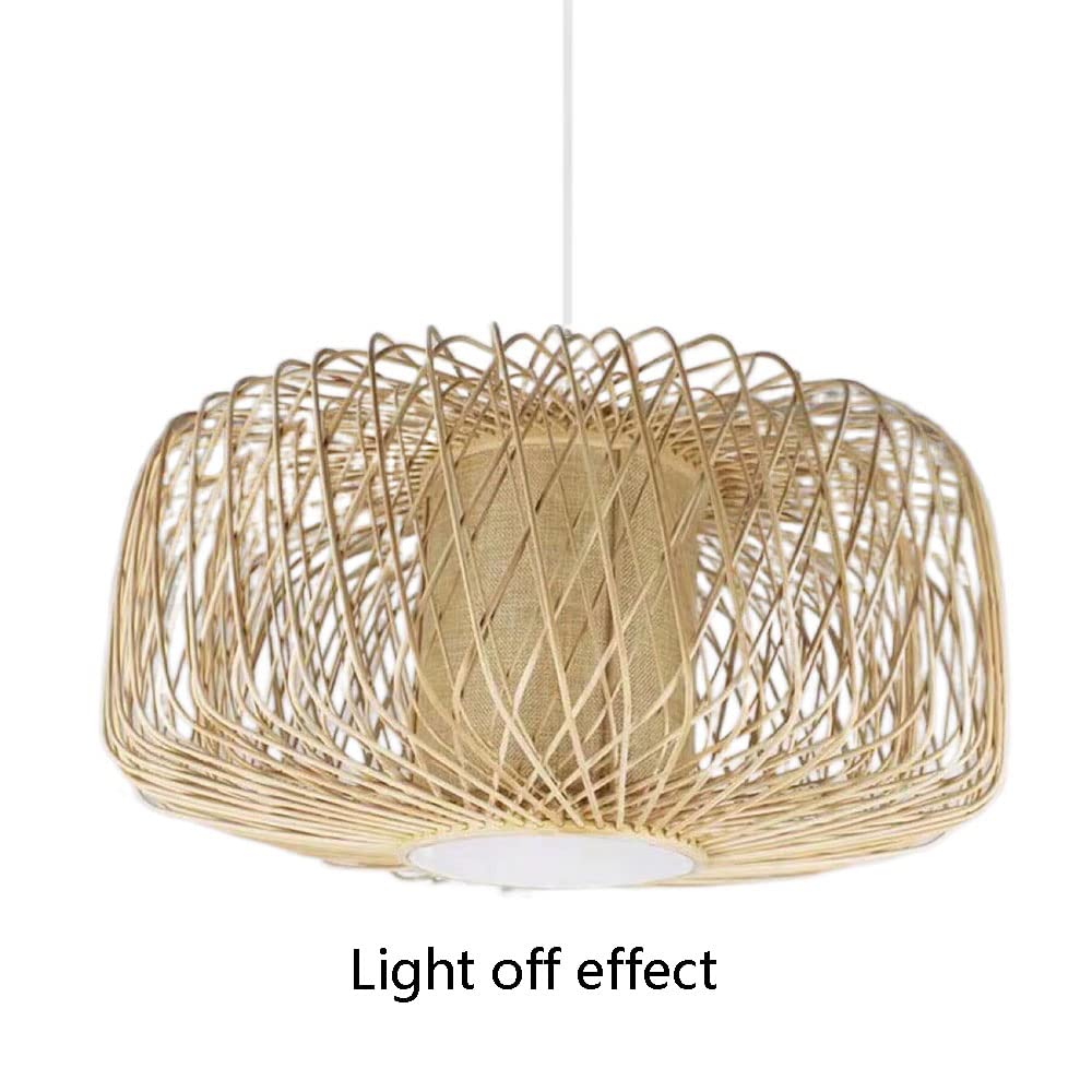 Geometric Bamboo Woven Pendant Light Fixture - Industrial Style Hanging Lamp for Kitchen, Dining Room, Living Room, Bedroom | Modern Hollow Lampshade for Restaurant, Hotel, Loft & Home Decor | Perfect for Farmhouse, Cafe and Dining Table Lighting