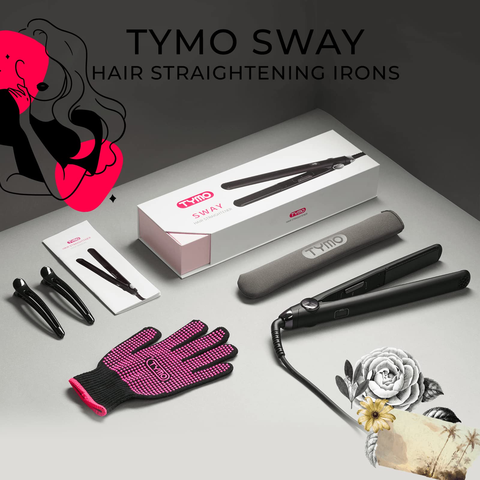 TYMO SWAY Professional 1 Inch Hair Straightener & Curling Iron - 10s Fast Heating, 32 Adjustable Temperature Settings, Dual Voltage, Auto Shut Off - Perfect for Travel, Home & Salon Styling
