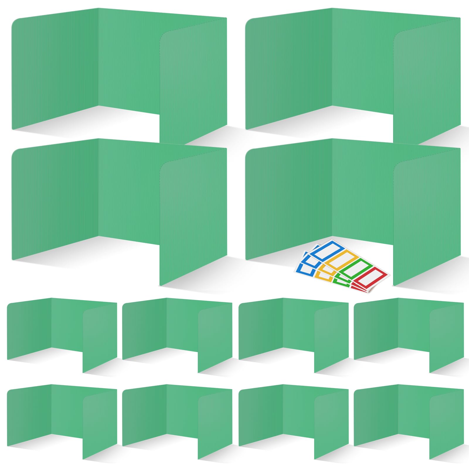 12 Pcs Plastic Desk Dividers for Students - Green Privacy Folders & Test Partitions, Classroom Supplies for Teachers & Schools - Ideal for Study, Testing & Focus in Classrooms & Home Offices