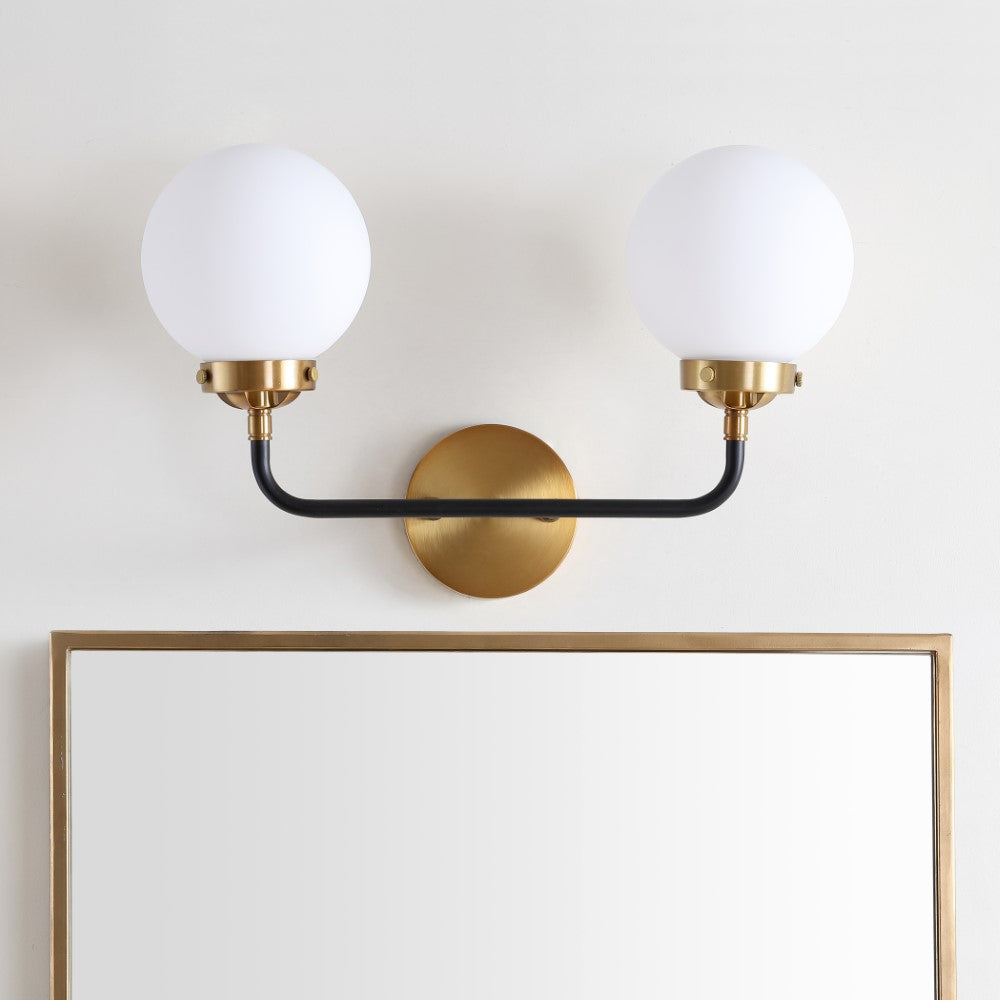 Caleb Brass Vanity Wall Sconce with Frosted Glass - Elegant Bathroom Lighting Fixture for Bedroom, Dressing Room & Hallway Decor