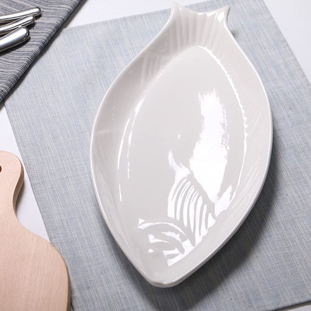 Cabilock White Ceramic Oval Serving Platter - Elegant Appetizer Tray for Sushi, Cheese & Desserts | Perfect for Dinner Parties, Kitchen Storage & Home Entertaining