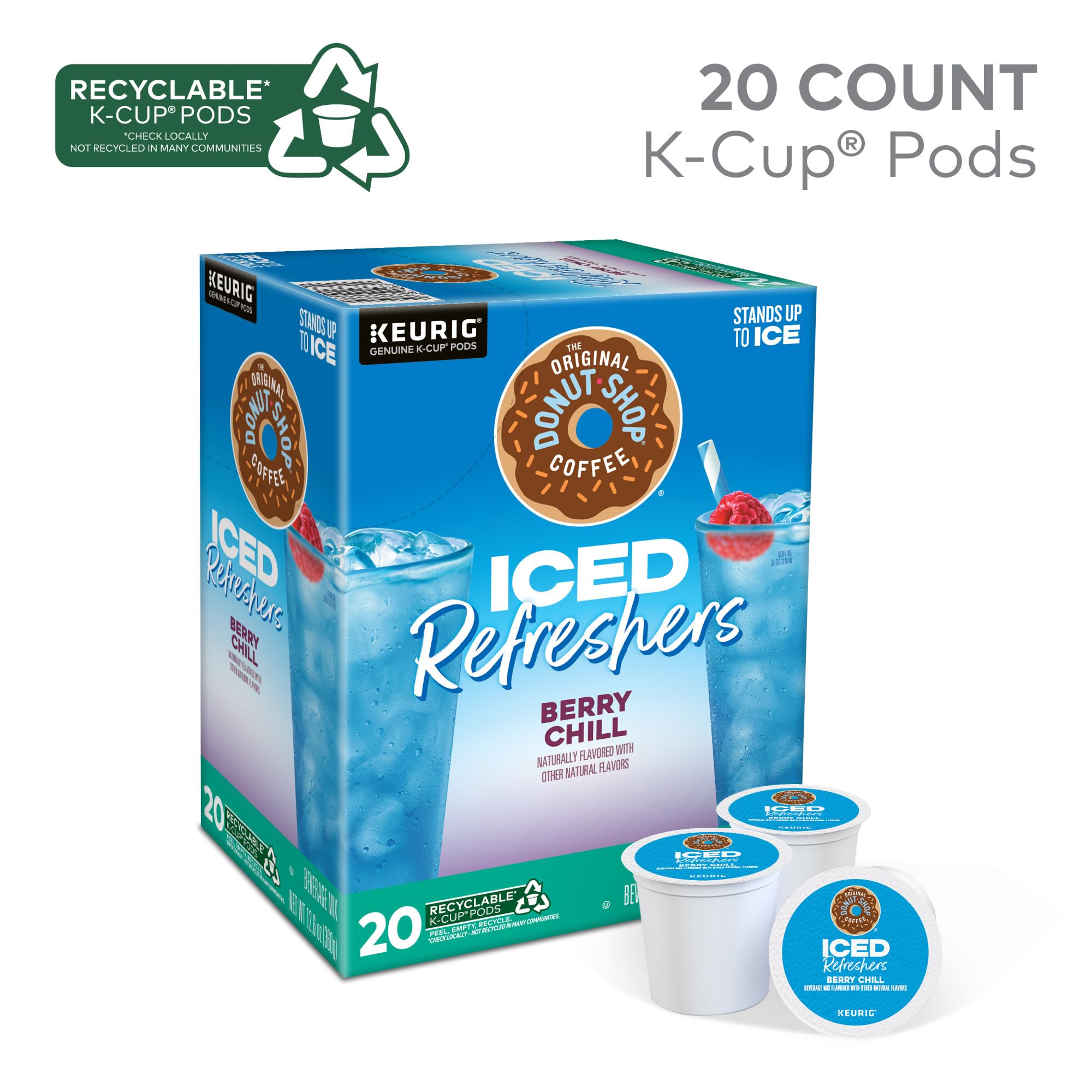 The Original Donut Shop Iced Refreshers Berry Chill - 20-Count Keurig K-Cup Pods for Brew Over Ice | Perfect for Summer Refreshment & Iced Coffee Lovers