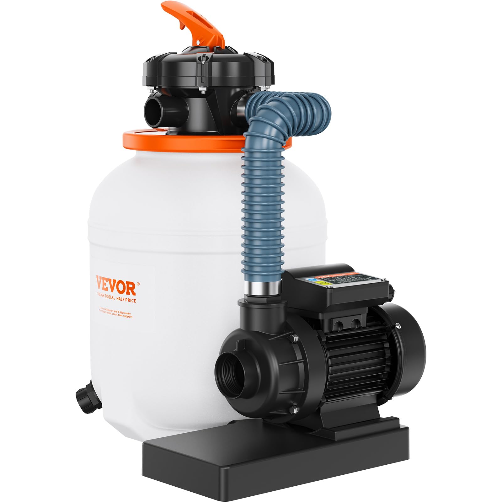VEVOR 12-Inch Sand Filter Pump System for Above Ground Pools - 1585 GPH, 0.33 HP Swimming Pool Pump & Filter Combo with 6-Way Multi-Port Valve & Pressure Gauge - Ideal for Residential and Commercial Pool Maintenance, Backyard Swimming, and Water Filtration