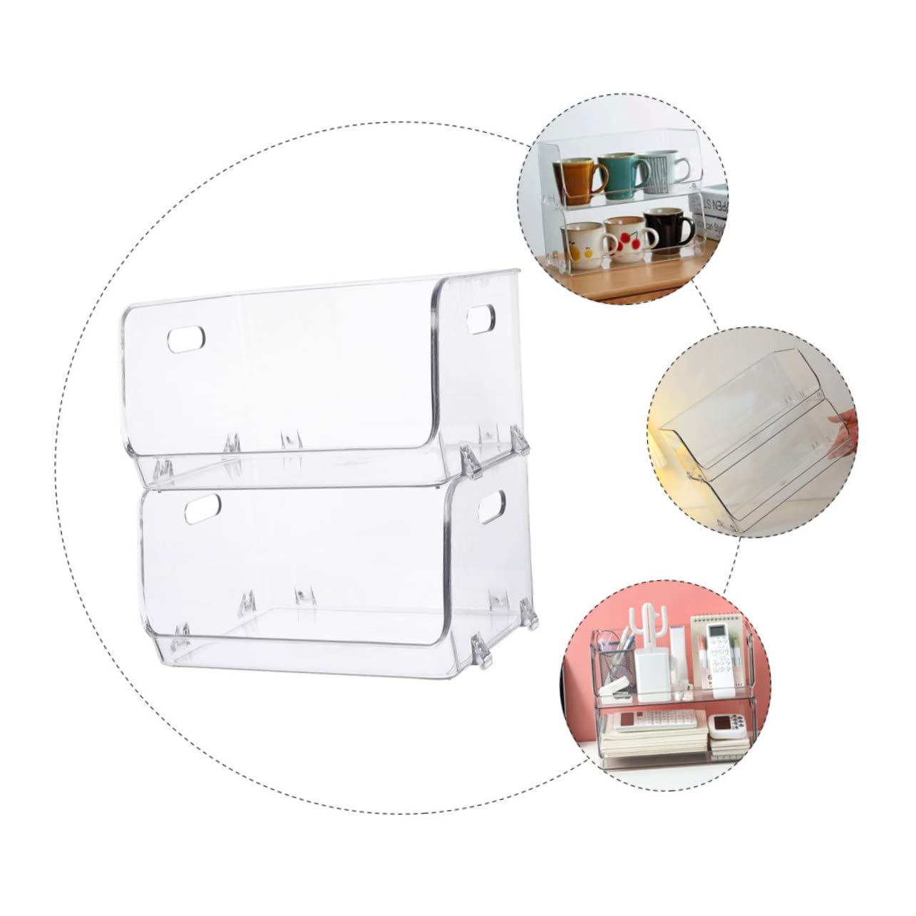 Stackable Desktop Cosmetic Storage Box with Handle - 2-Piece Makeup Organizer Set for Space Saving | Perfect for Vanity, Bathroom & Travel Organization