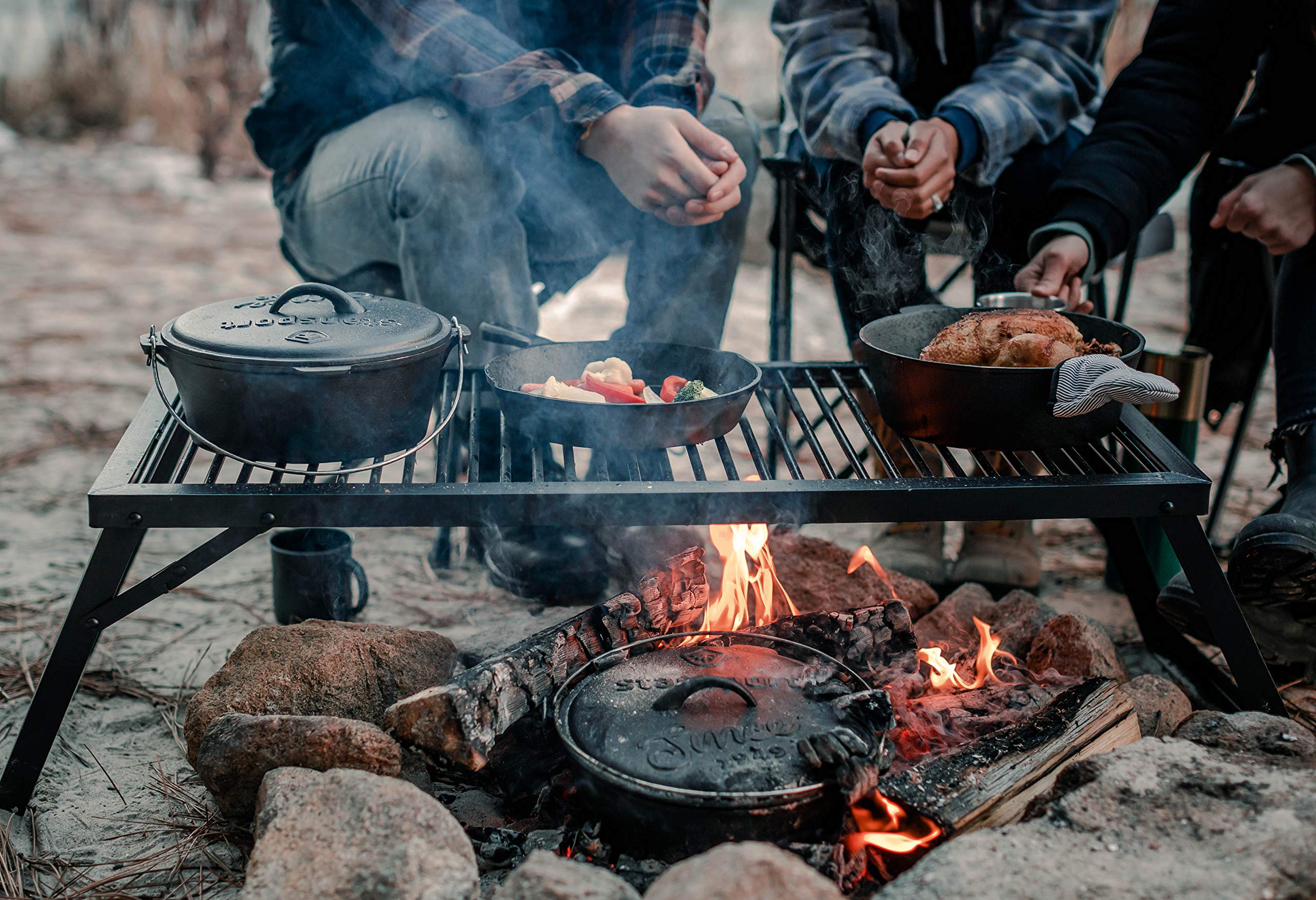 Stansport Pre-Seasoned Cast Iron Dutch Oven - 5.5 Quart Enameled Cast Iron Pot with Lid - Perfect for Braising, Stewing, Baking & Camping - Ideal for Soups, Bread, Chili & Outdoor Cooking