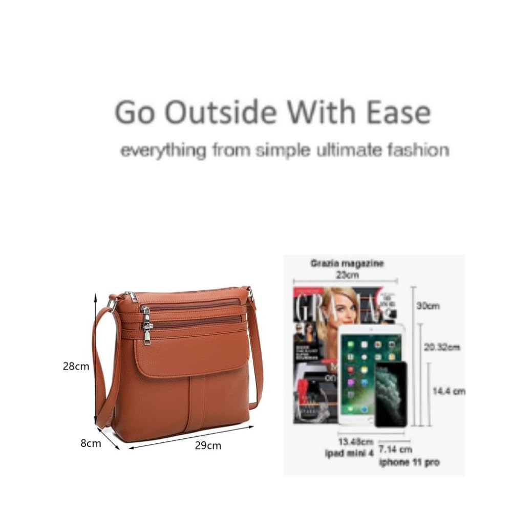 Stylish Women's Double Front Zip PU Leather Handbag - Fashionable School Shoulder Bag & Crossbody Purse for Daily Use, Work, and Travel