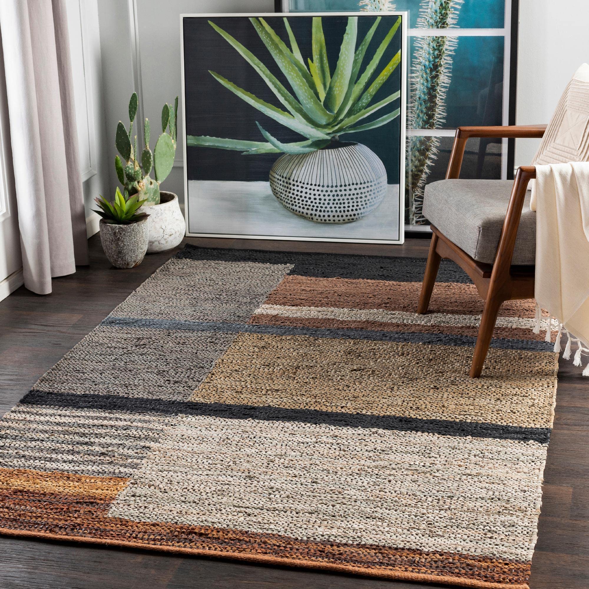 Mark&Day 10x14 Peeldijk Rustic Camel Area Rug - Brown Blue Black Handmade Carpet for Living Room, Bedroom, Kitchen | Soft & Durable Floor Covering for Home Decor (10 Feet x 14 Feet)