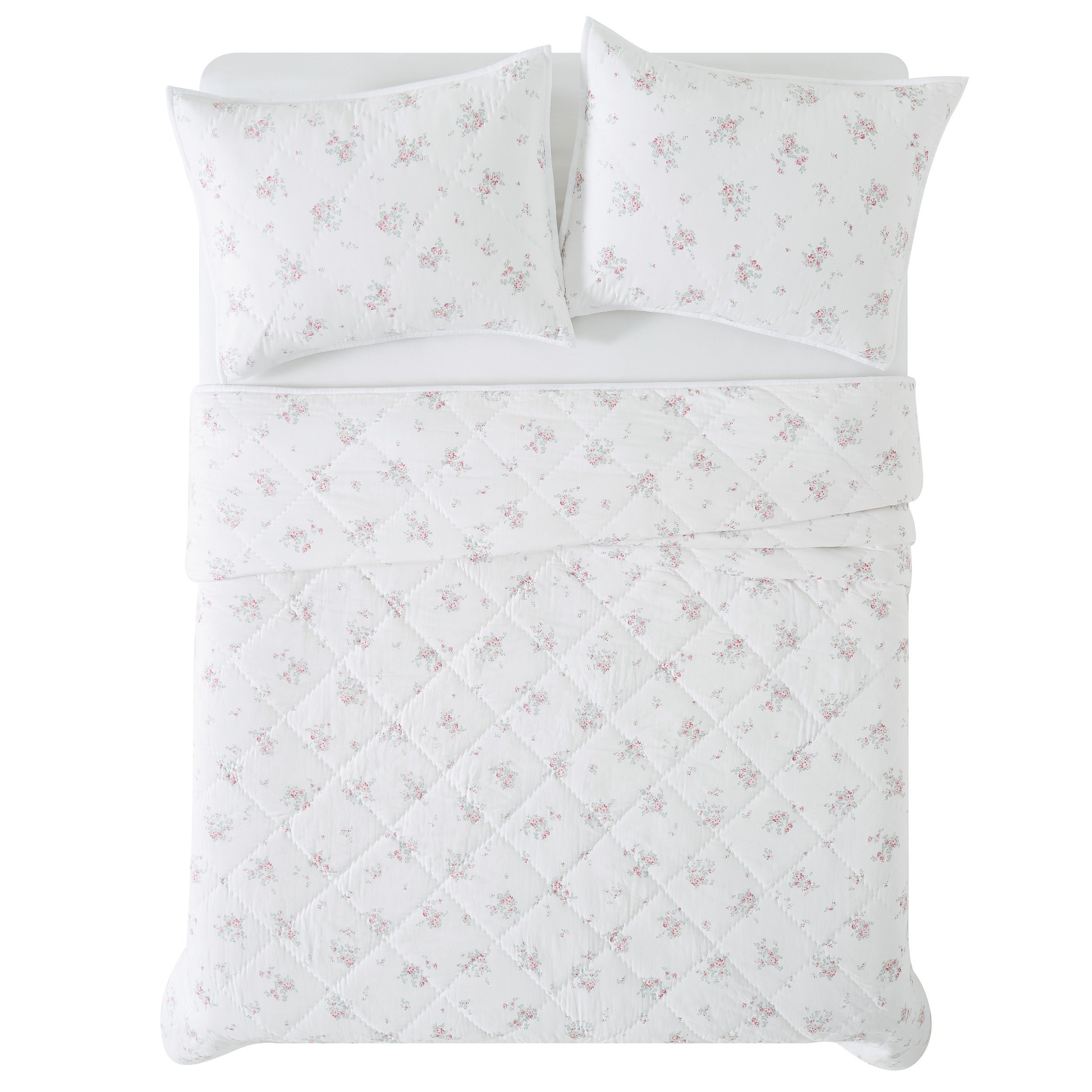 Rachel Ashwell Rosebury Farmhouse Quilt Set - Queen Size, 100% Cotton, Floral Design - Perfect for Bedroom, Guest Room & Cozy Farmhouse Decor