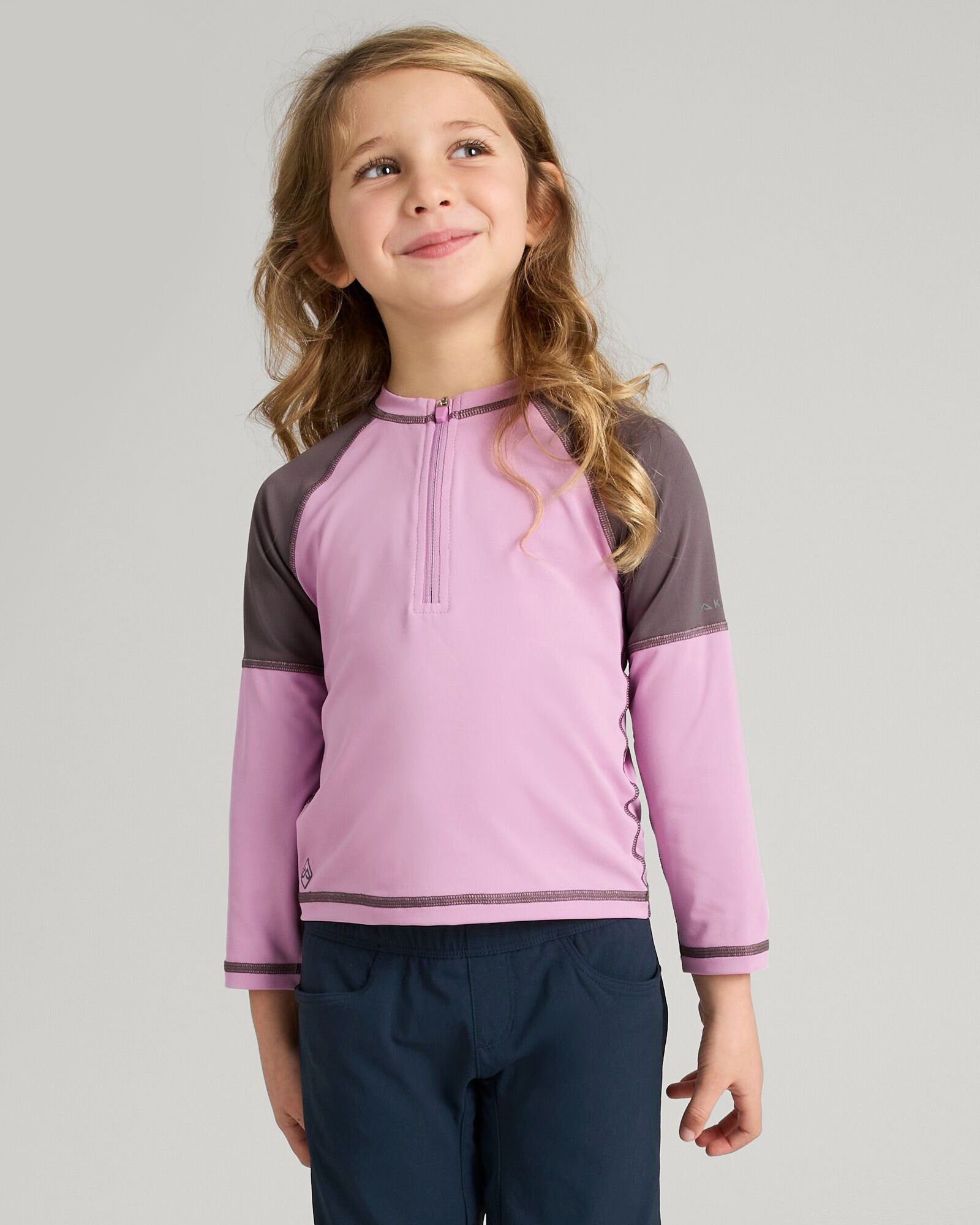 WTR Seeker Kids' Splash Long Sleeve UV Protection Swim Shirt - Zen Blue/Dark Quartz/Light Quartz - Perfect for Beach, Pool & Outdoor Water Activities