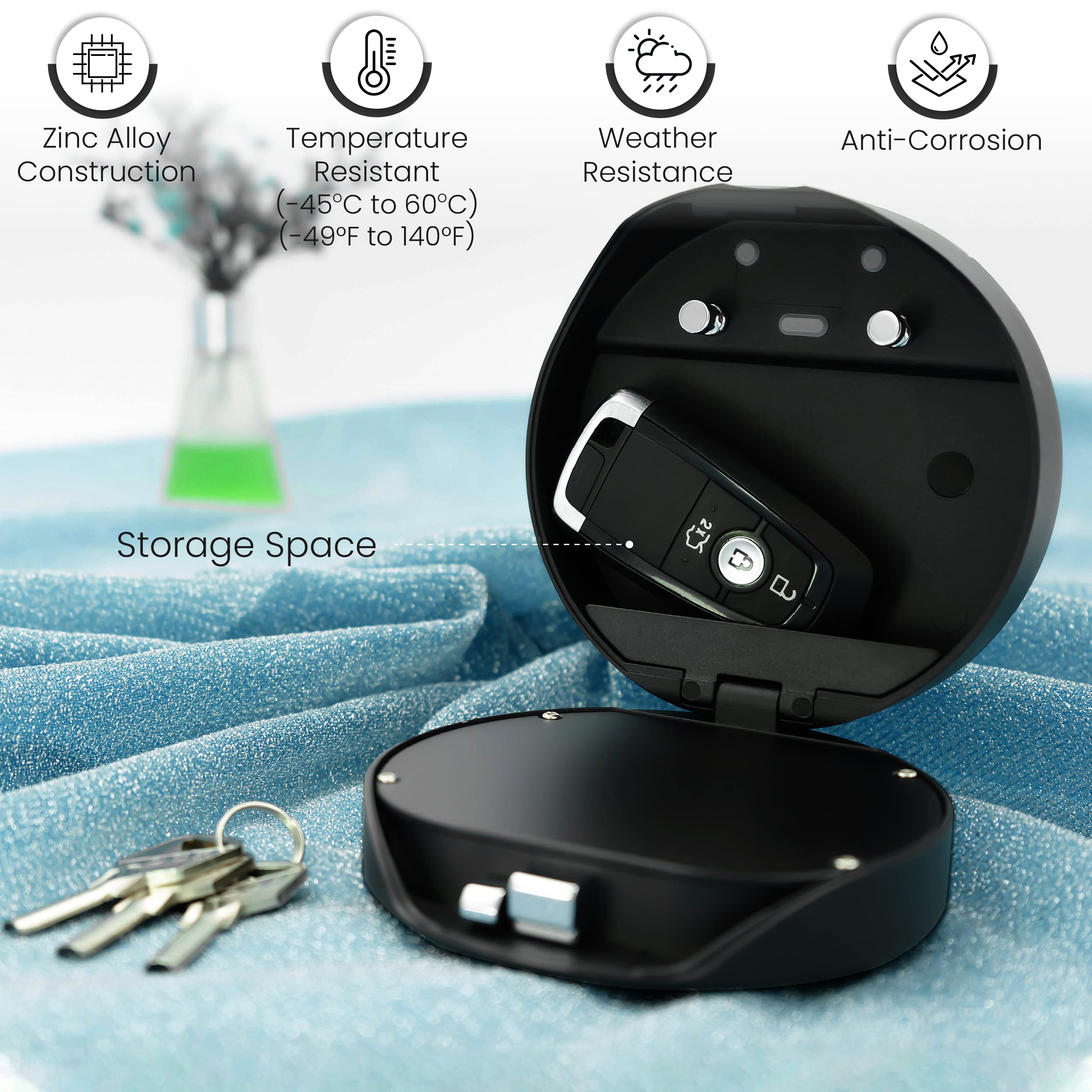 NU-SET Smart-Box Series Electronic Combination Lock - Wall Mount Key Safe with Digital Keypad | Secure Key Sharing Solution for Home, Office & Commercial Use | Weatherproof Key Storage Box for Airbnb Hosts, Realtors & Property Managers (Black)
